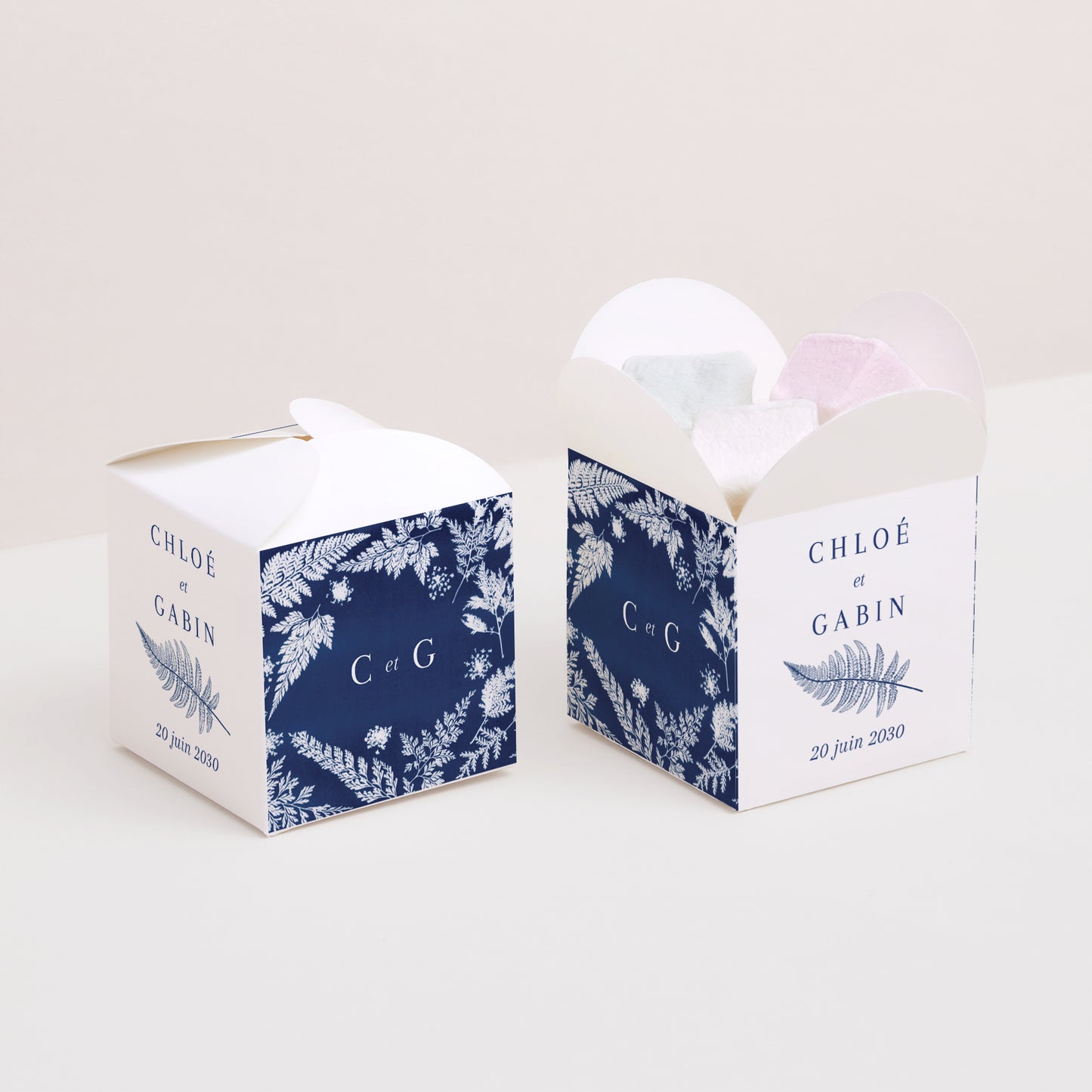 Boîte à dragées Mariage Ouverture papillon Cyanotype II photo N° 2
