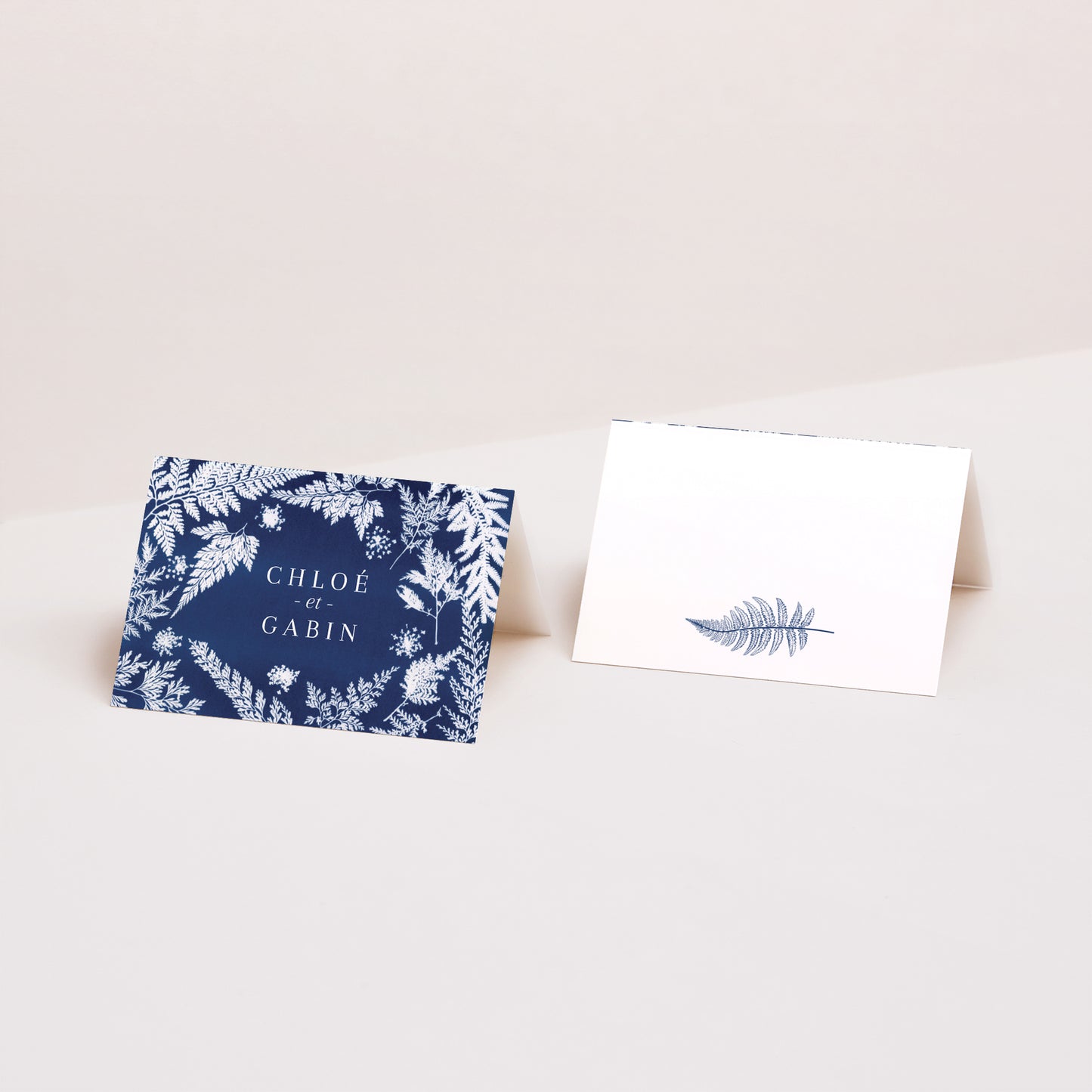 Marque-place Mariage 2 volets Cyanotype II photo N° 1