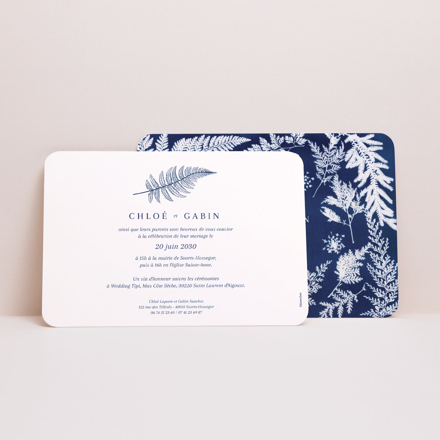 Faire-part Mariage Paysage, bords arrondis Cyanotype II photo N° 3