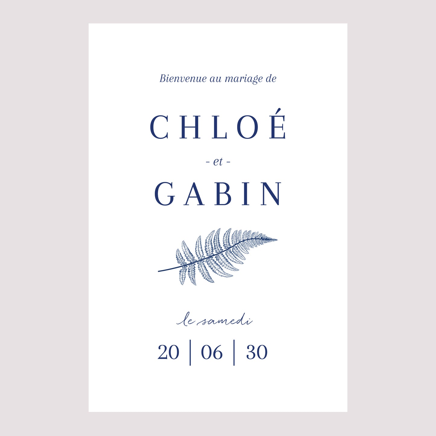 Panneau bienvenue Mariage Portrait 60 x 90 cm Cyanotype II photo N° 2