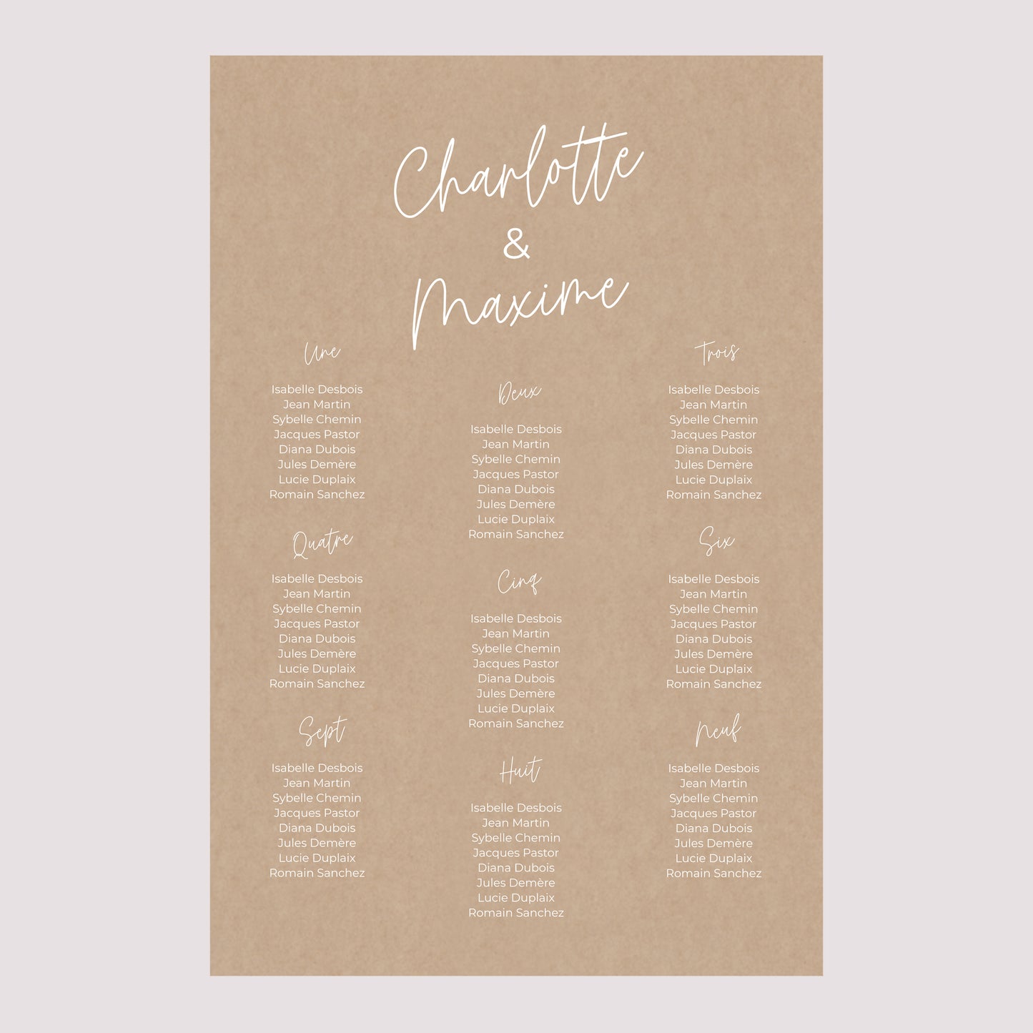 Plan de table Mariage Portrait 60 x 90 cm For Ever photo N° 2