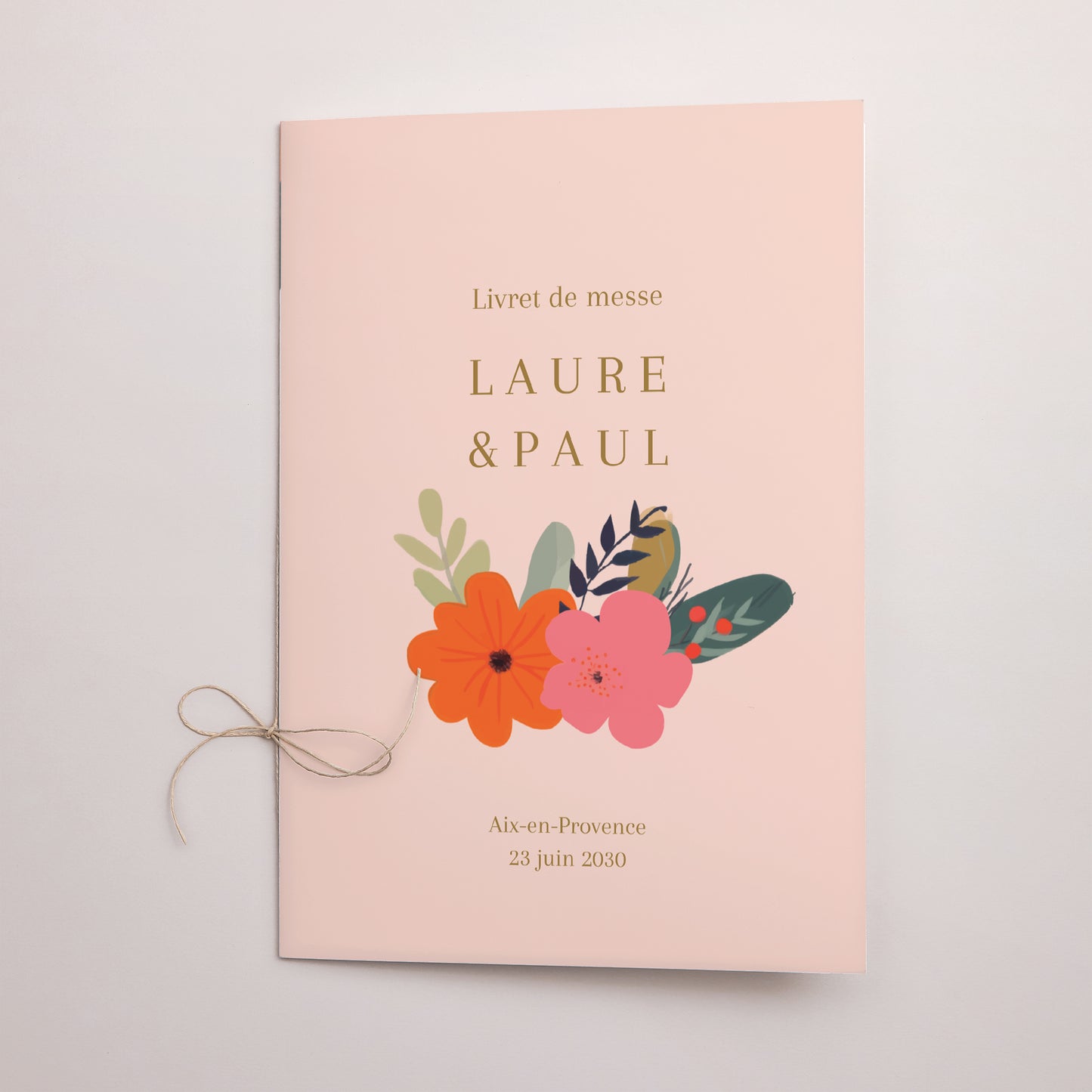Livret de messe Mariage Double volet Farandole de fleurs photo N° 1