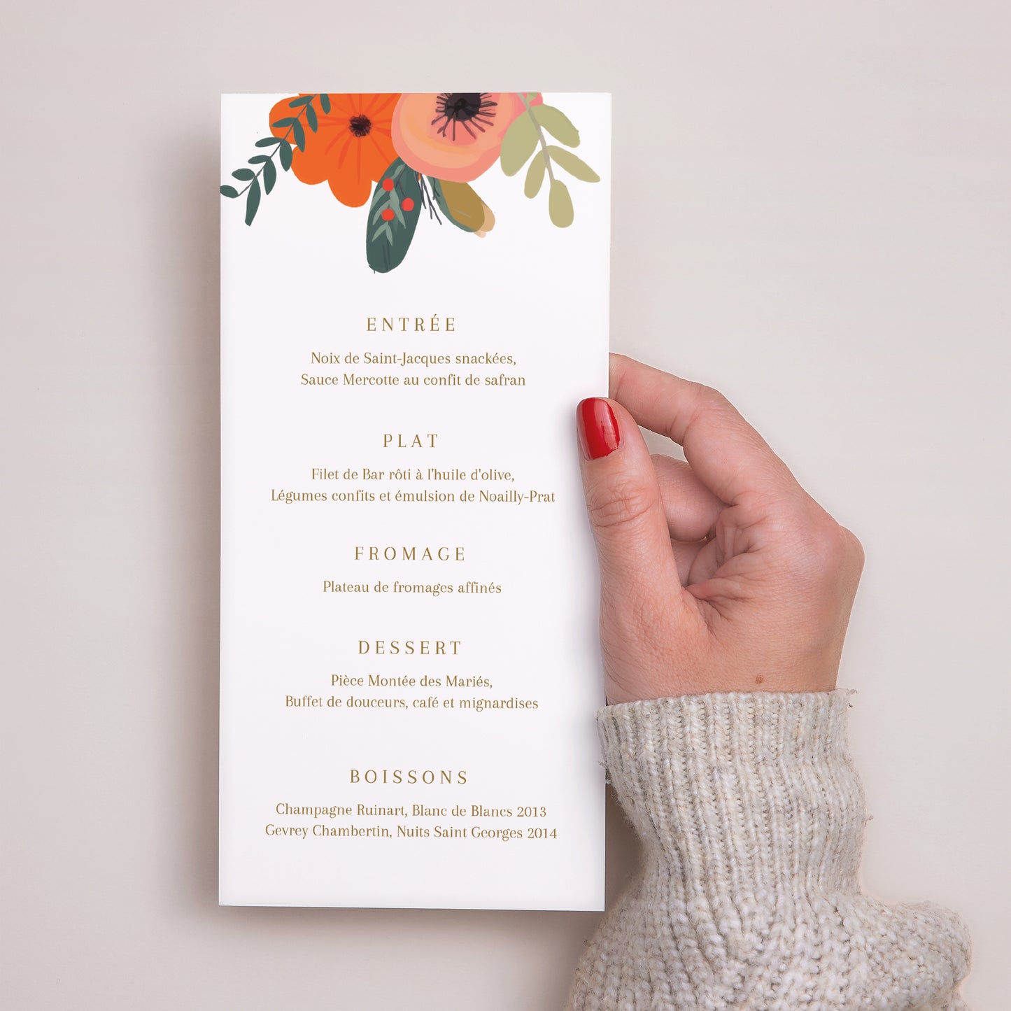 Menu Mariage Panoramique portrait Farandole de Fleurs photo N° 3
