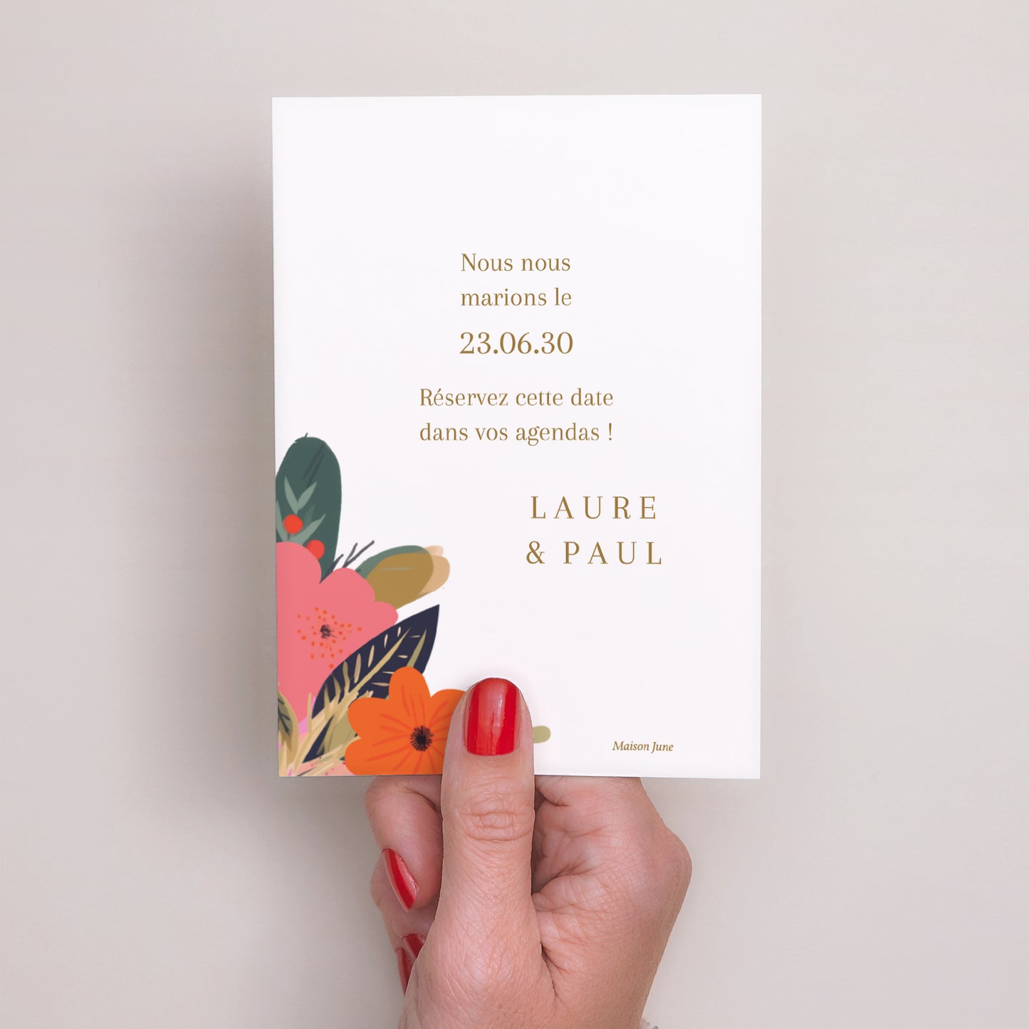 Save the date Mariage Portrait Farandole de Fleurs photo N° 3