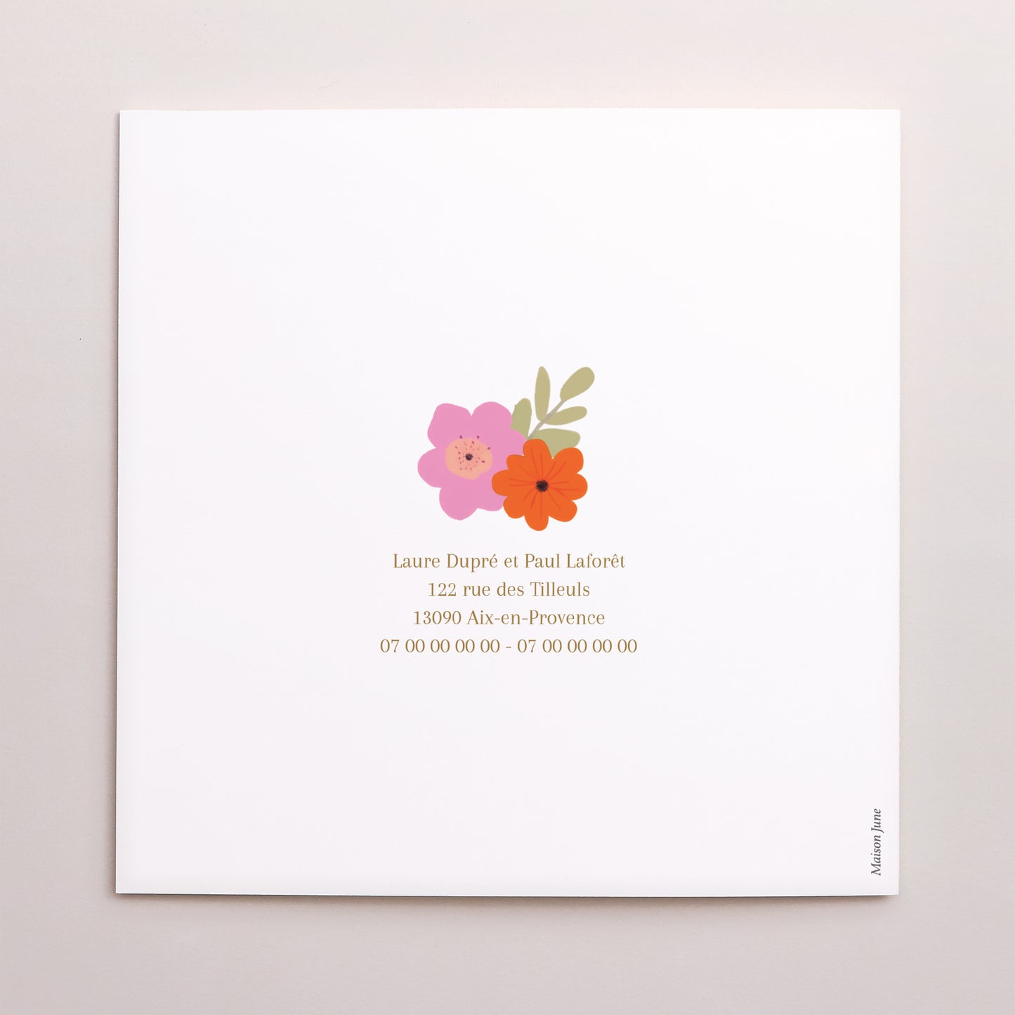 Faire-part Mariage Carré double volet Farandole de Fleurs photo N° 3