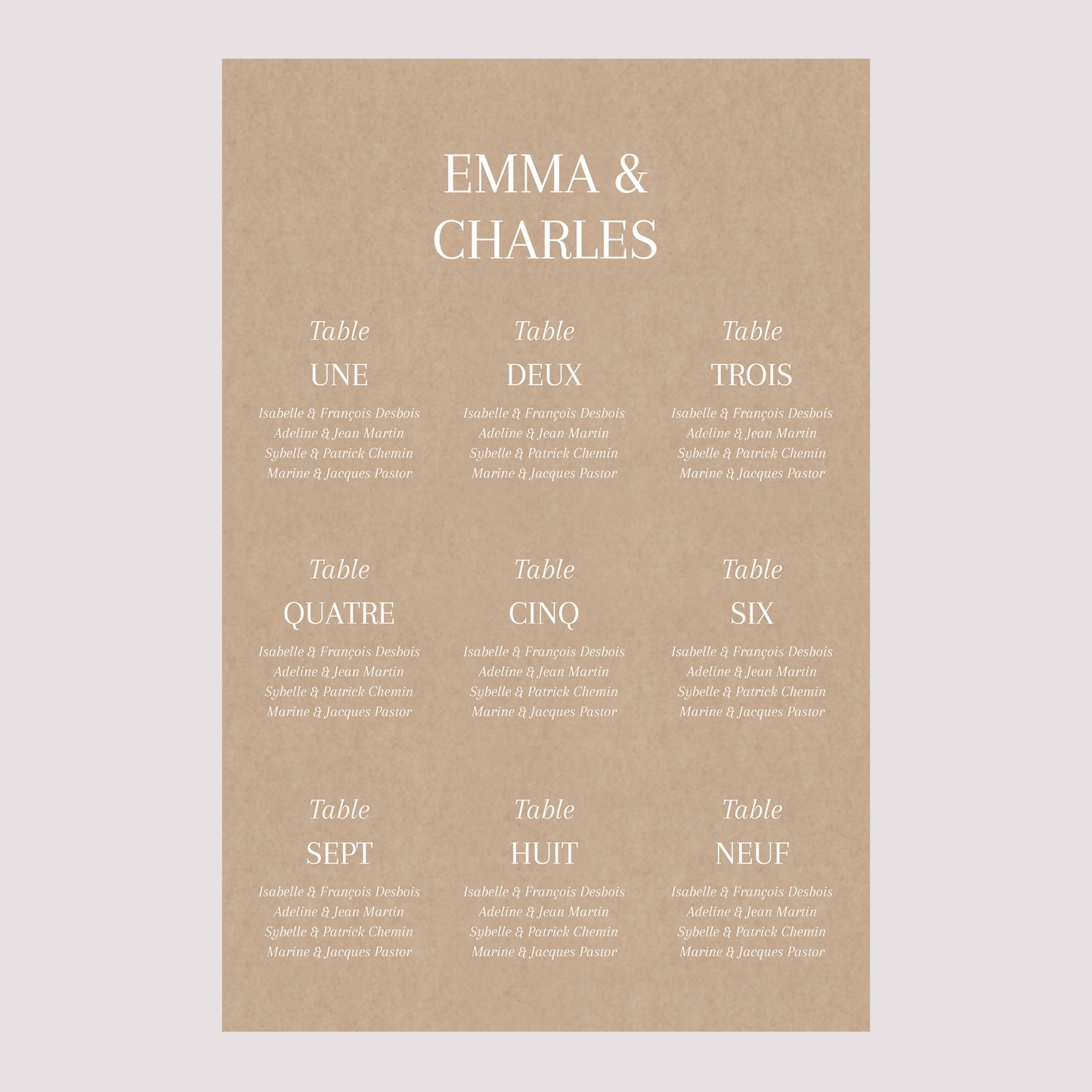 Plan de table Mariage Portrait Oui pour la vie photo N° 2