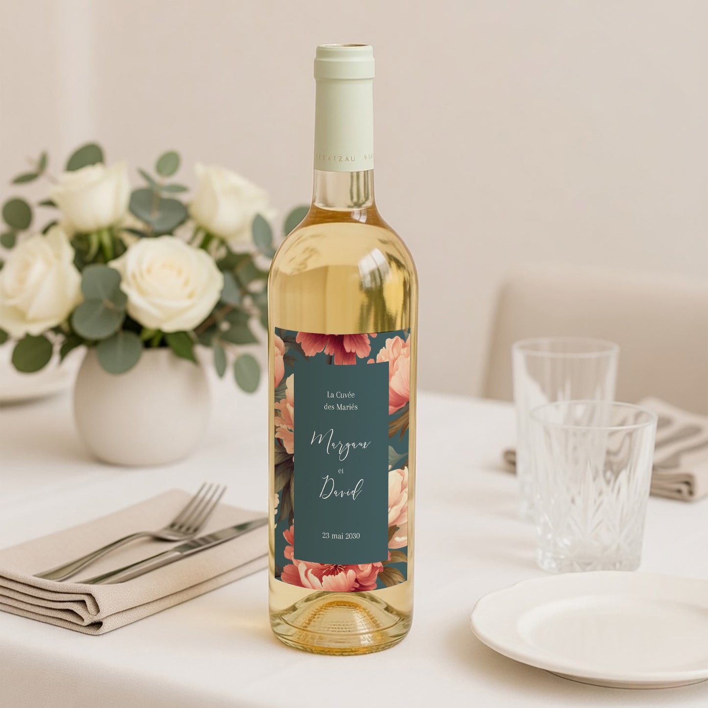 Etiquette bouteille Mariage Portrait A l'anglaise photo N° 2