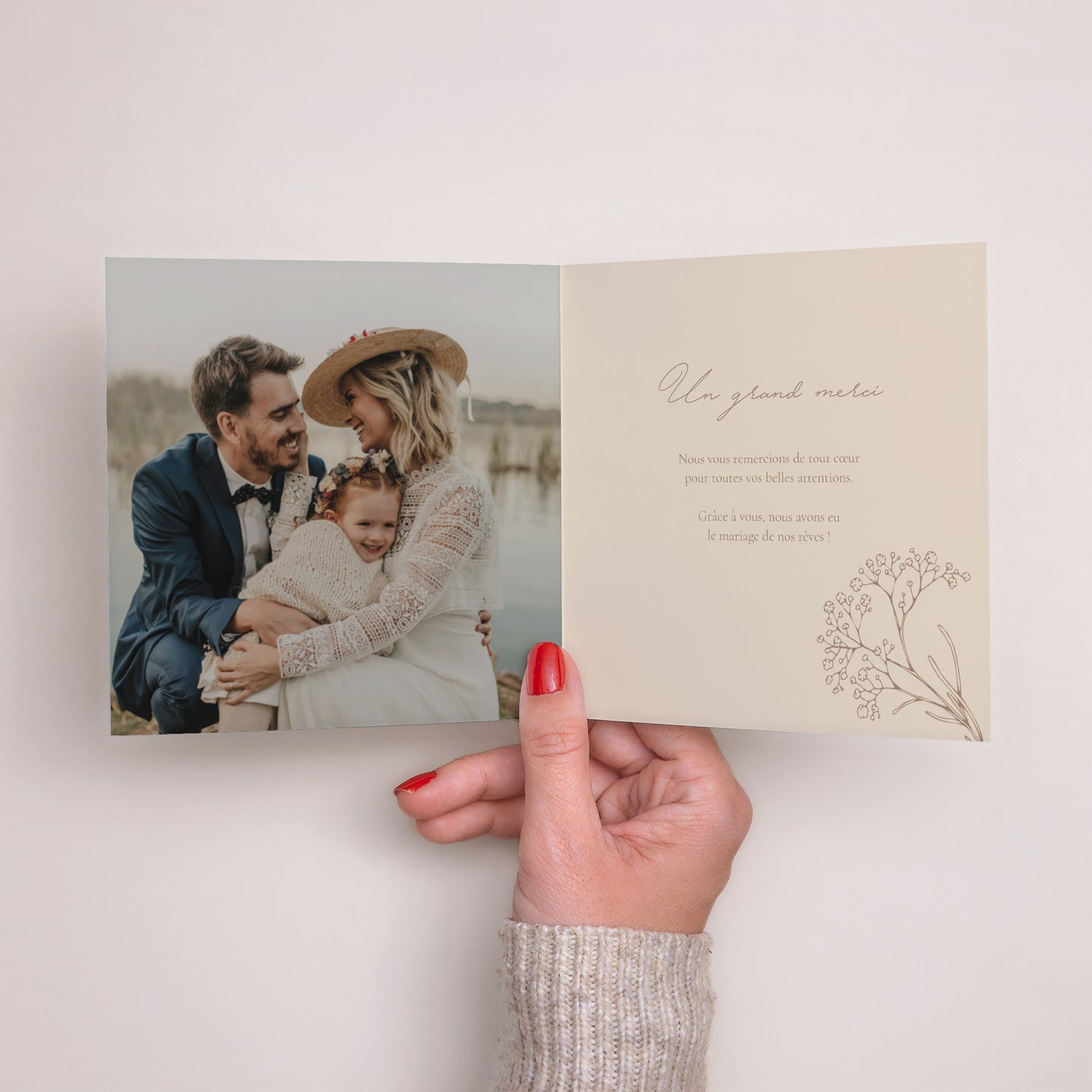 Remerciements Mariage Carré double volet Brin bohème photo N° 2