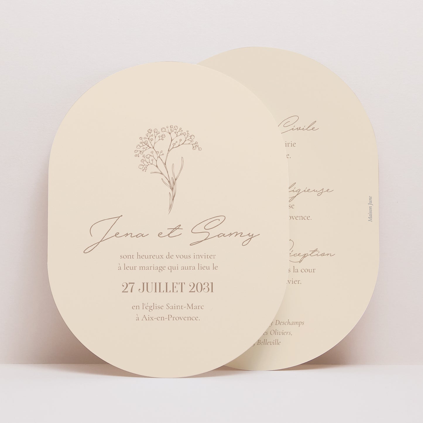 Faire-part Mariage Ovale Brin bohème photo N° 1