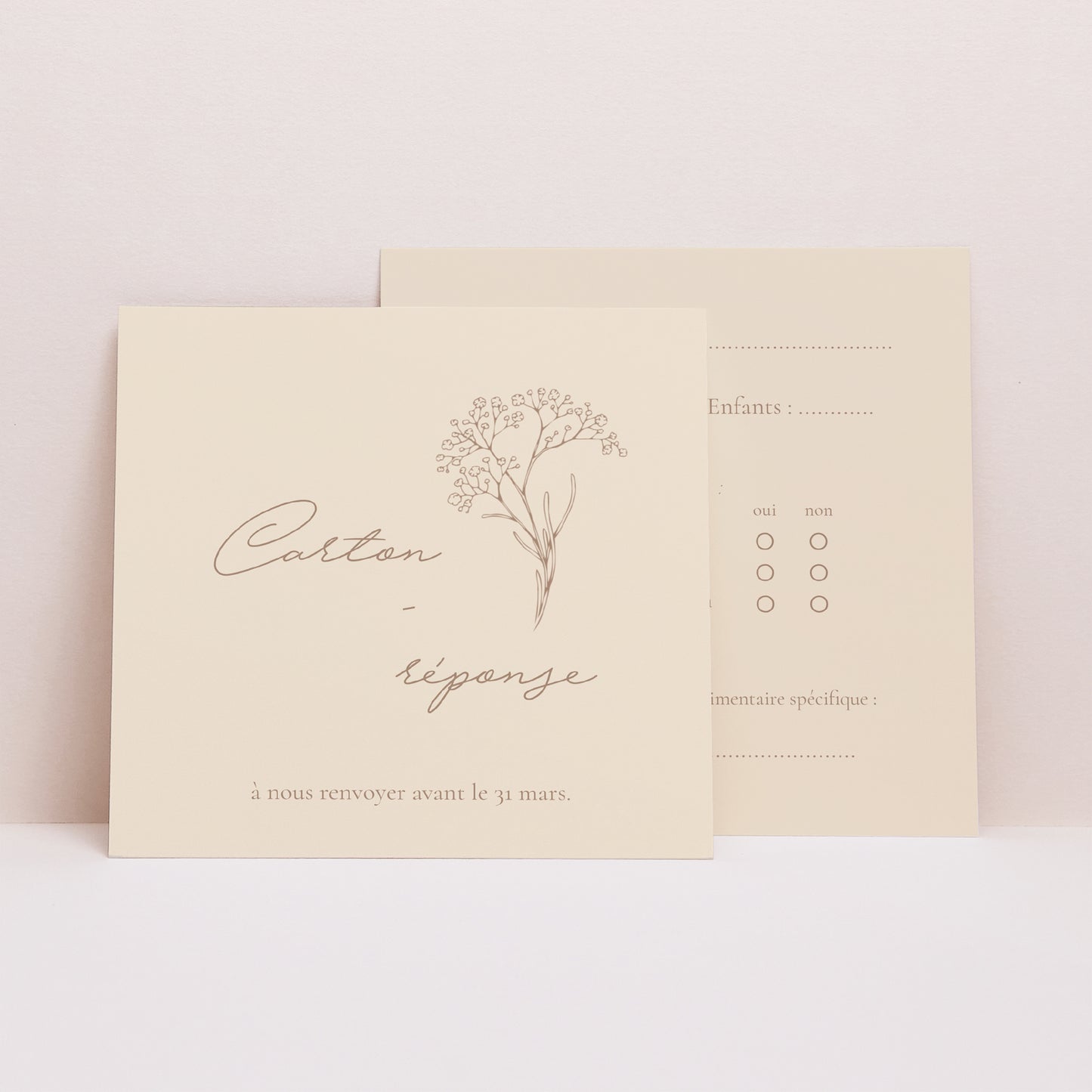 Carton réponse Mariage Carré Brin bohème photo N° 1