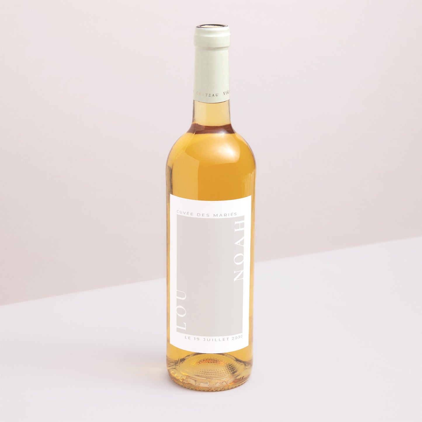 Etiquette bouteille Mariage Portrait Typo et beige photo N° 1