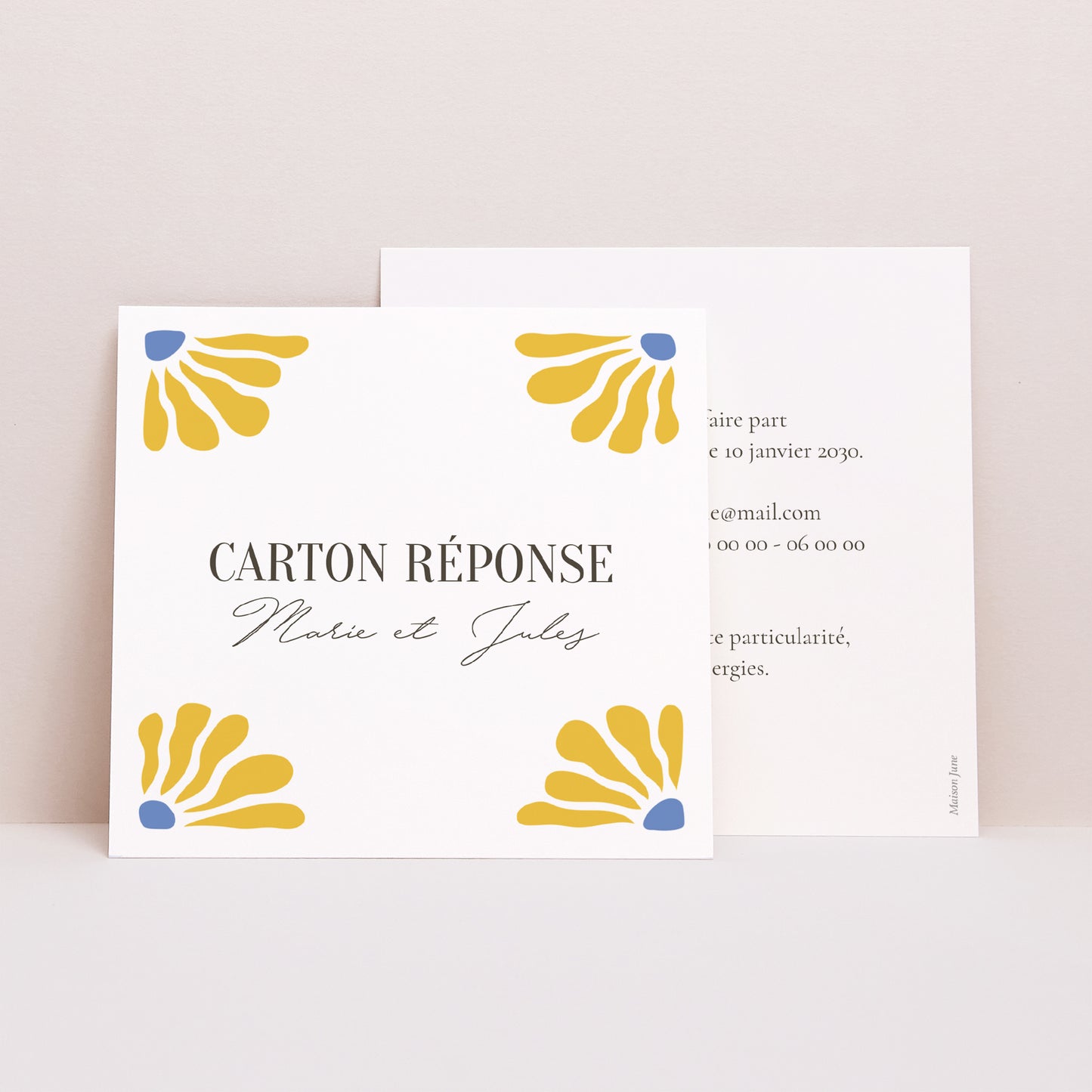 Carton réponse Mariage Carré Flowers by Matisse photo N° 1