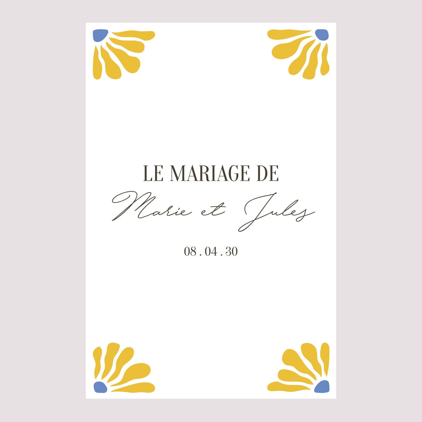 Panneau bienvenue Mariage Portrait 60 x 90 cm Flowers by Matisse photo N° 2