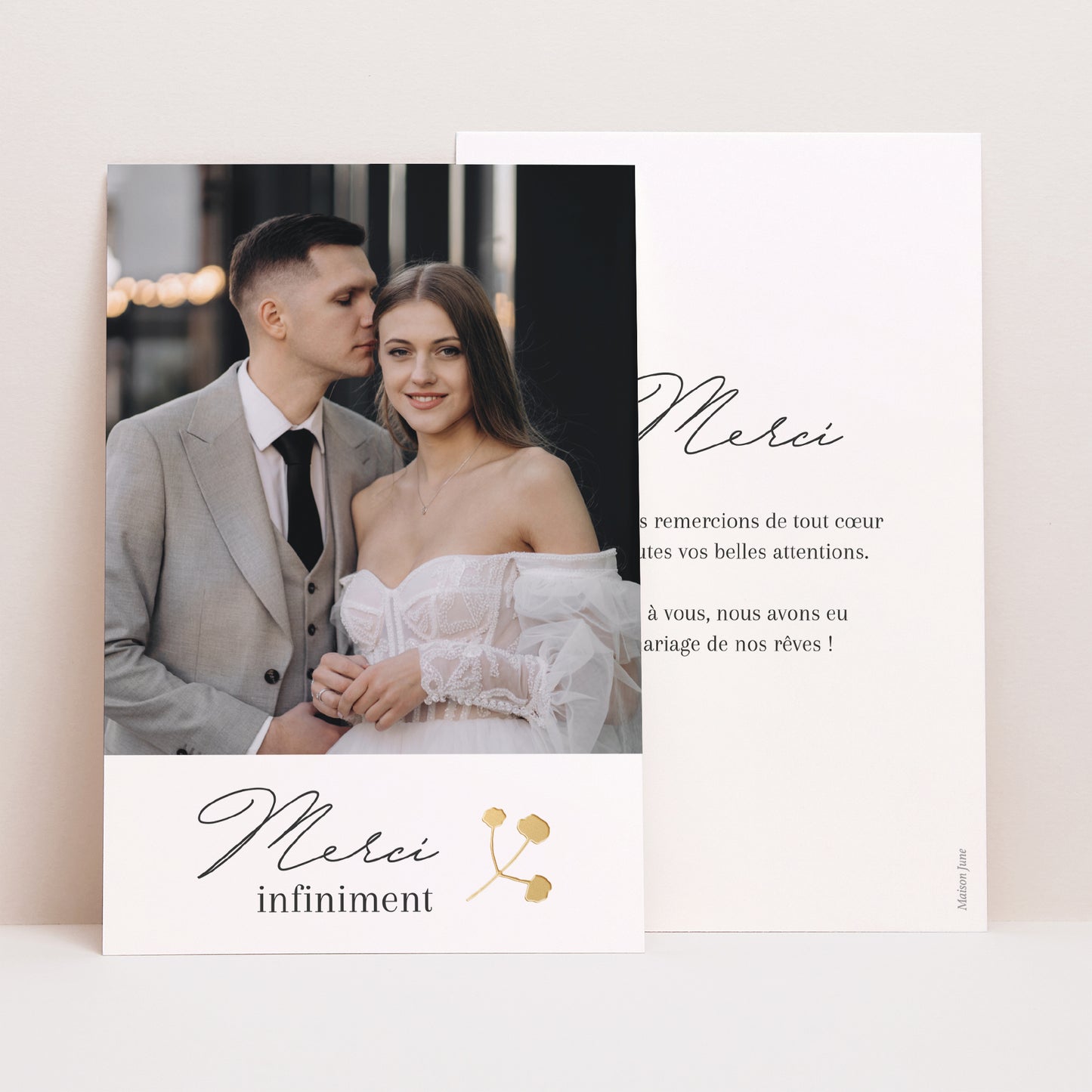 Remerciements Mariage Portrait Couronne d'or Gypsophile photo N° 1