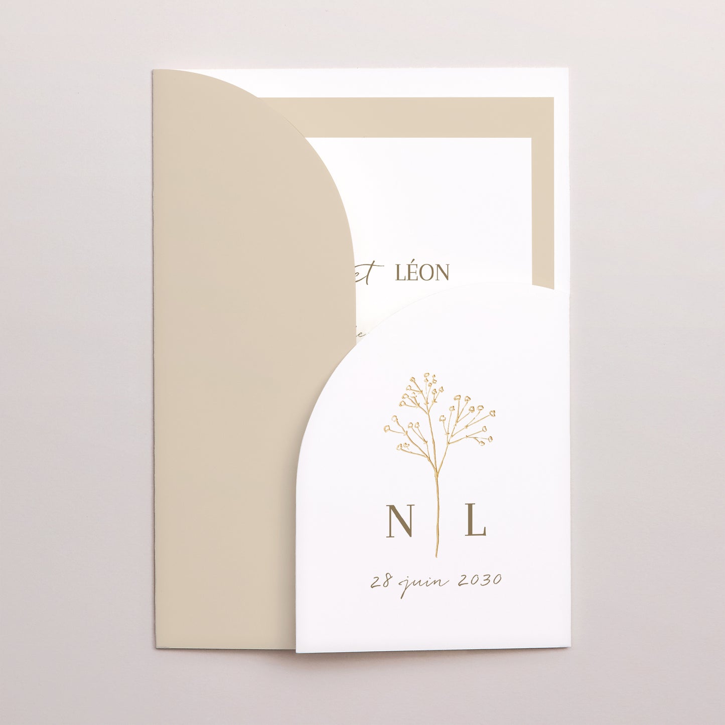 Faire-part Mariage Pochette 2 cartes Gypsophile élégant photo N° 1