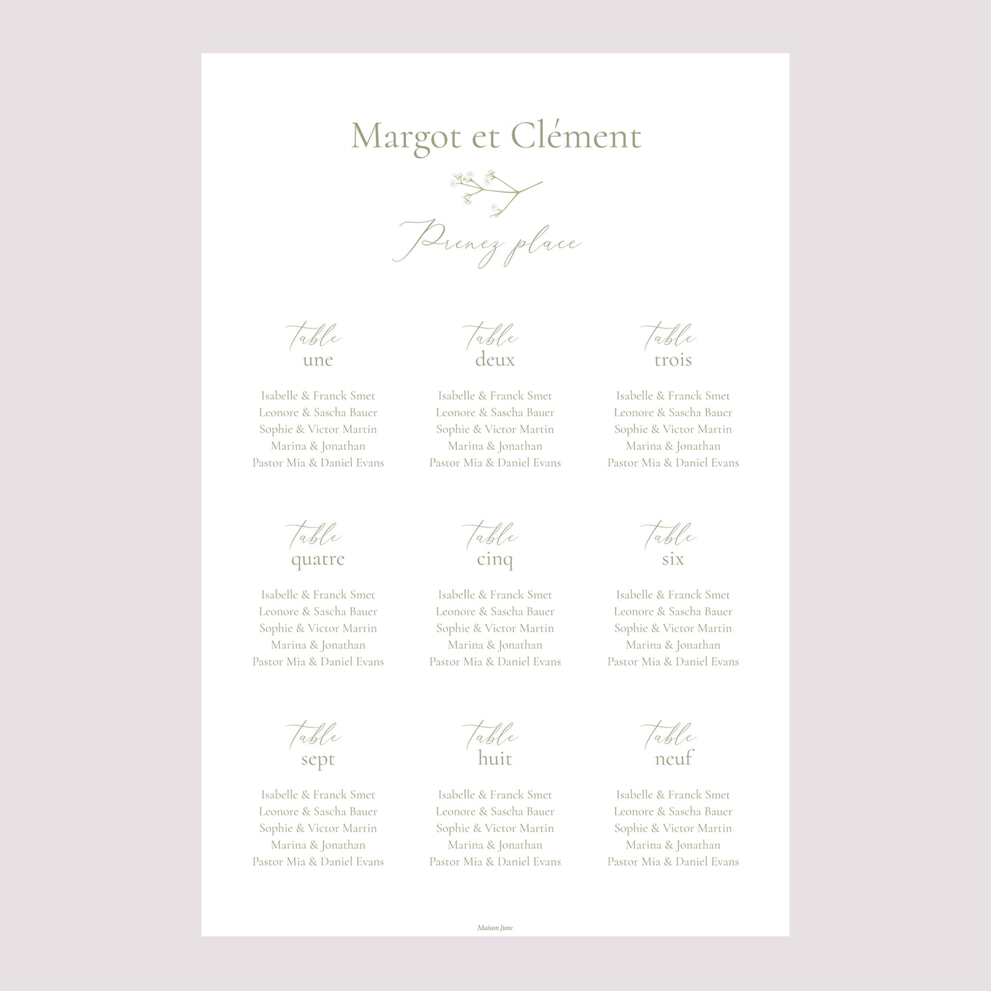 Plan de table Mariage Portrait C'est l'été ! photo N° 2