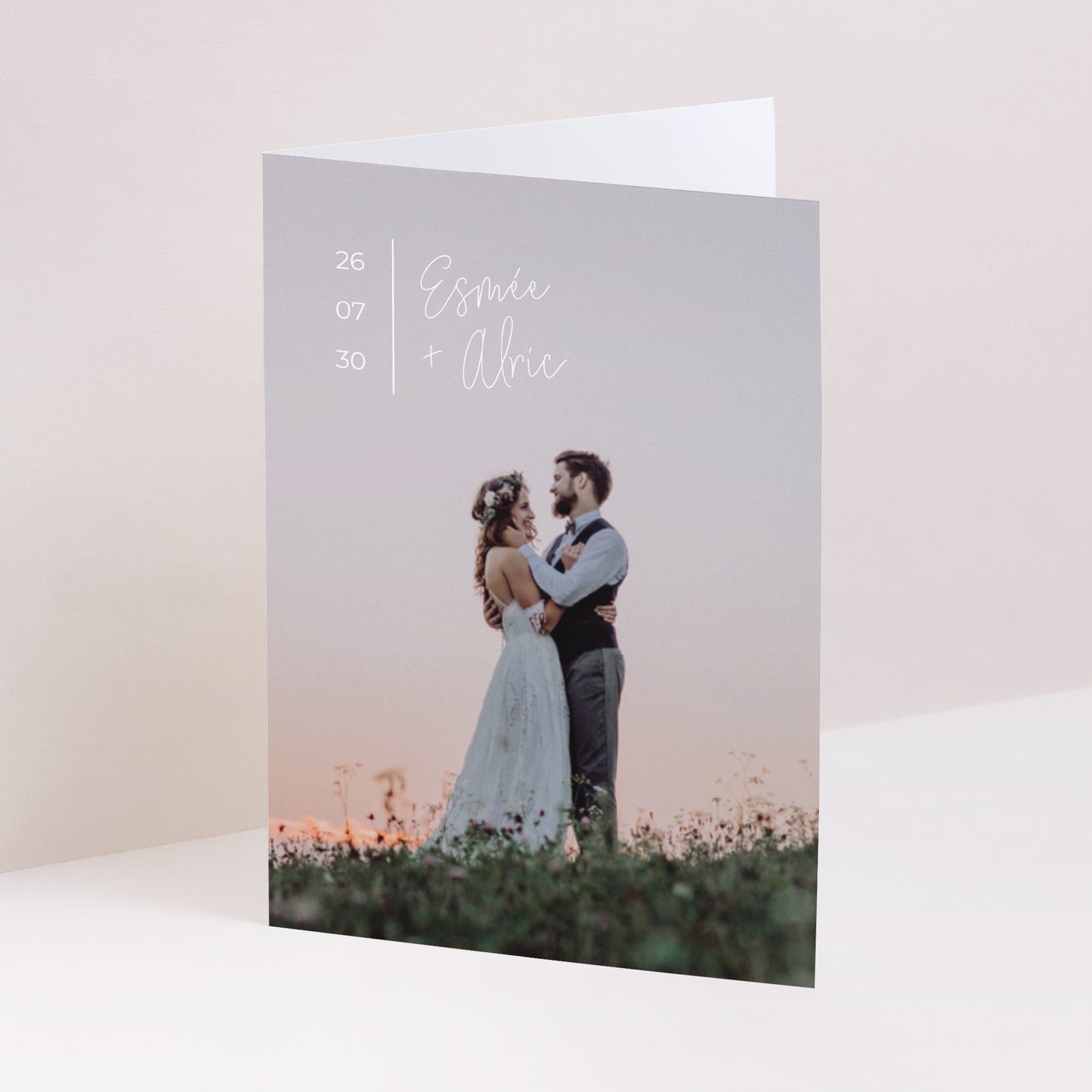 Remerciements Mariage Portrait double volet Photo + typo photo N° 1