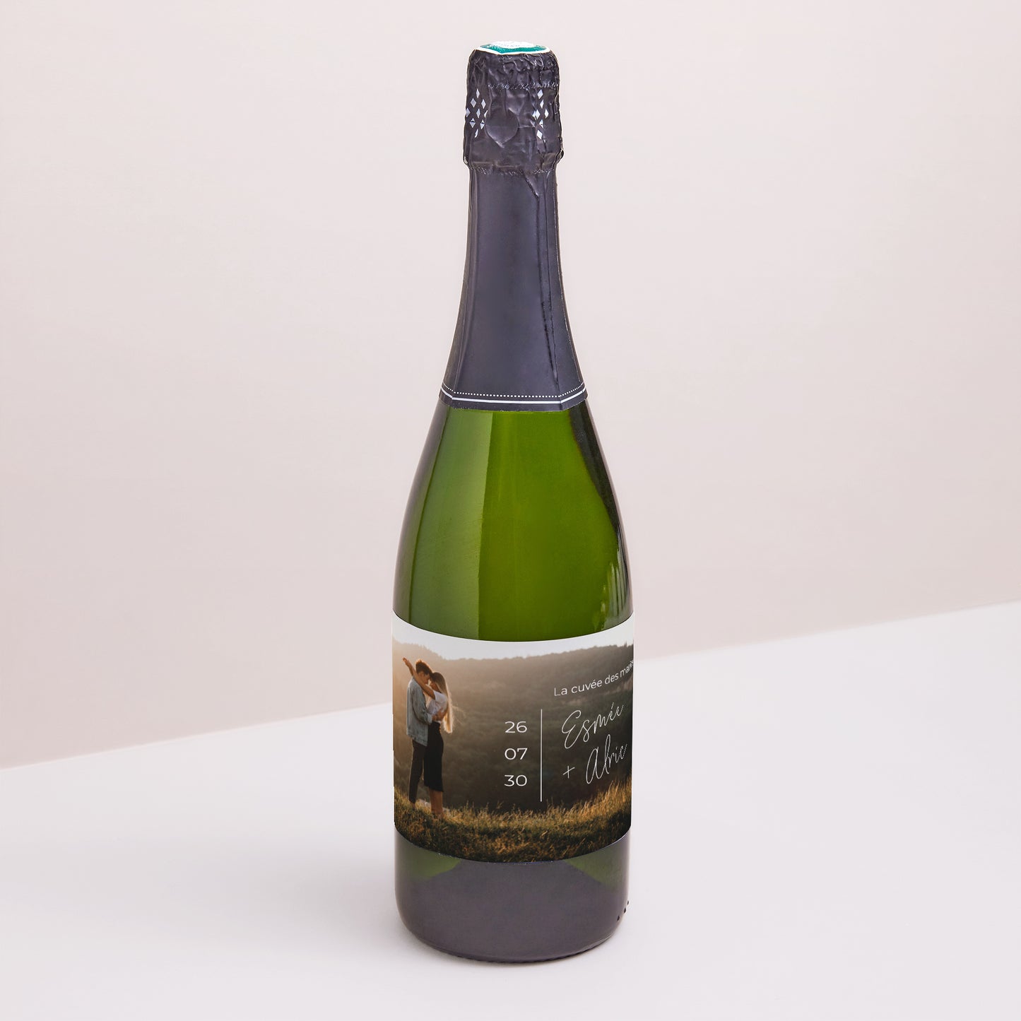 Etiquette bouteille Mariage Paysage Photo + typo photo N° 1