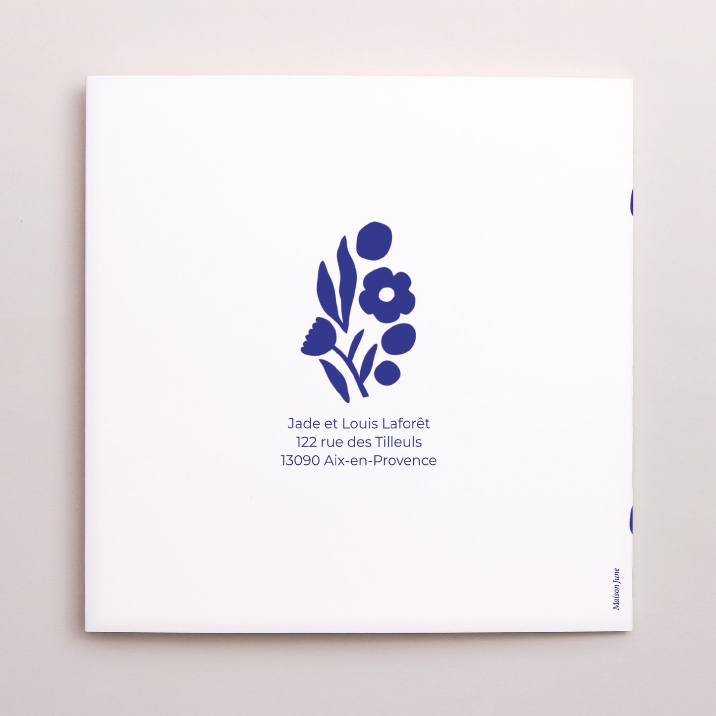 Remerciements Mariage Carré double volet Bleu Majorelle photo N° 3