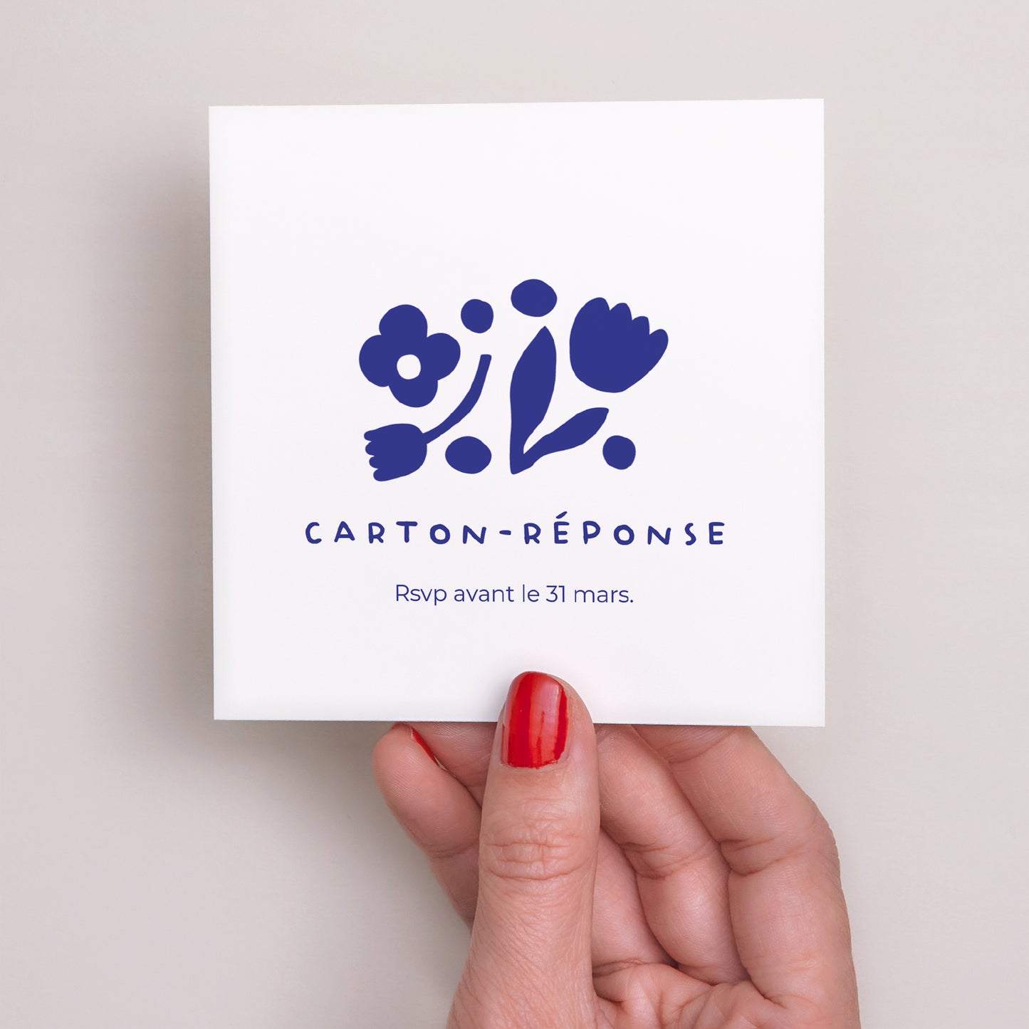 Carton réponse Mariage Carré Bleu Majorelle photo N° 2