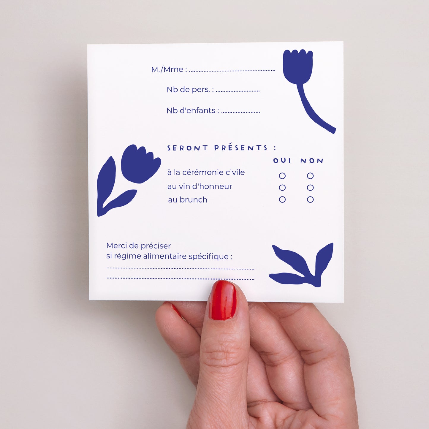 Carton réponse Mariage Carré Bleu Majorelle photo N° 3