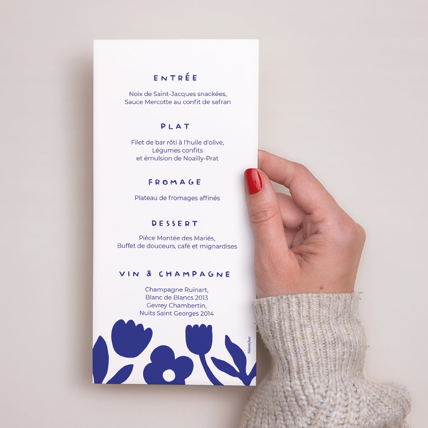 Menu Mariage Panoramique portrait Bleu Majorelle photo N° 3