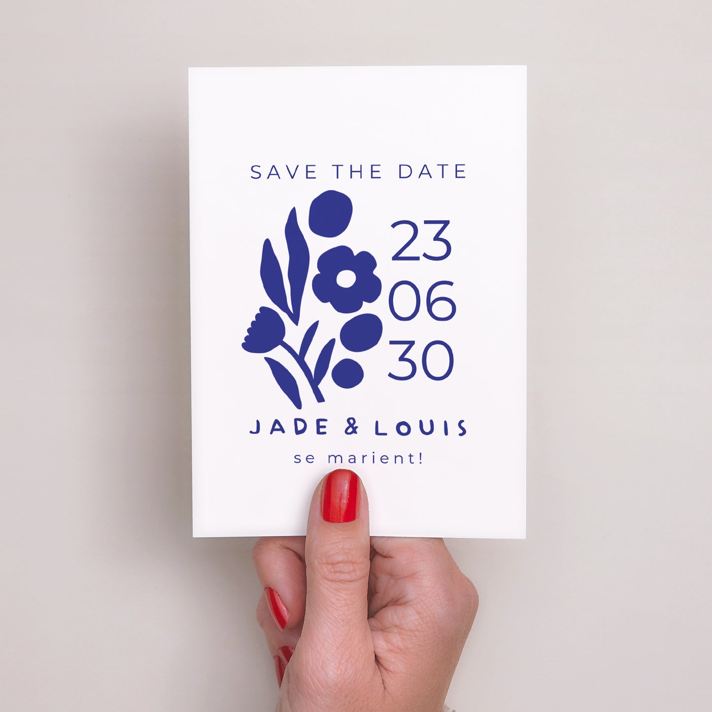 Save the date Mariage Portrait Bleu Majorelle photo N° 2
