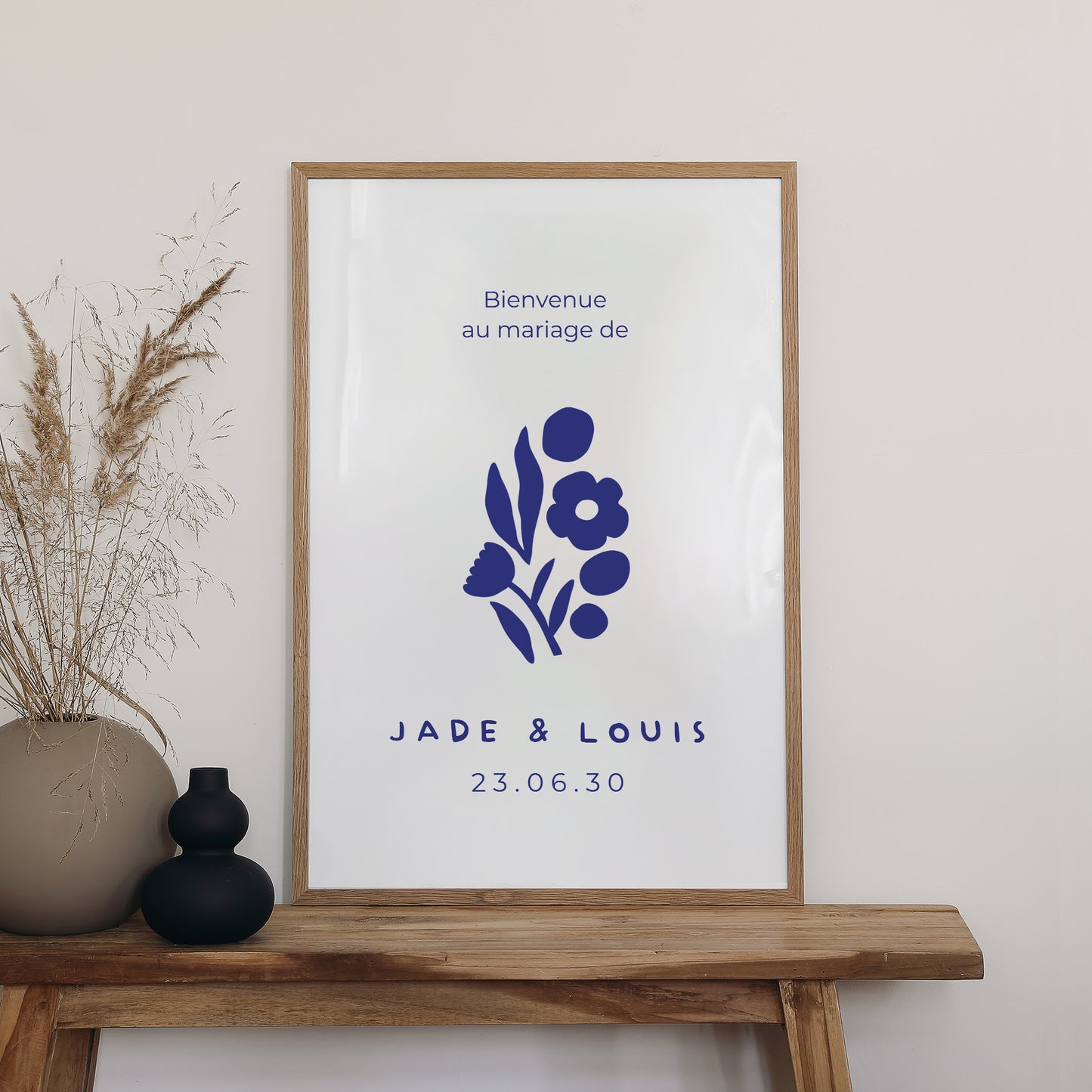 Panneau bienvenue Mariage Portrait 60 x 90 cm Bleu Majorelle photo N° 2