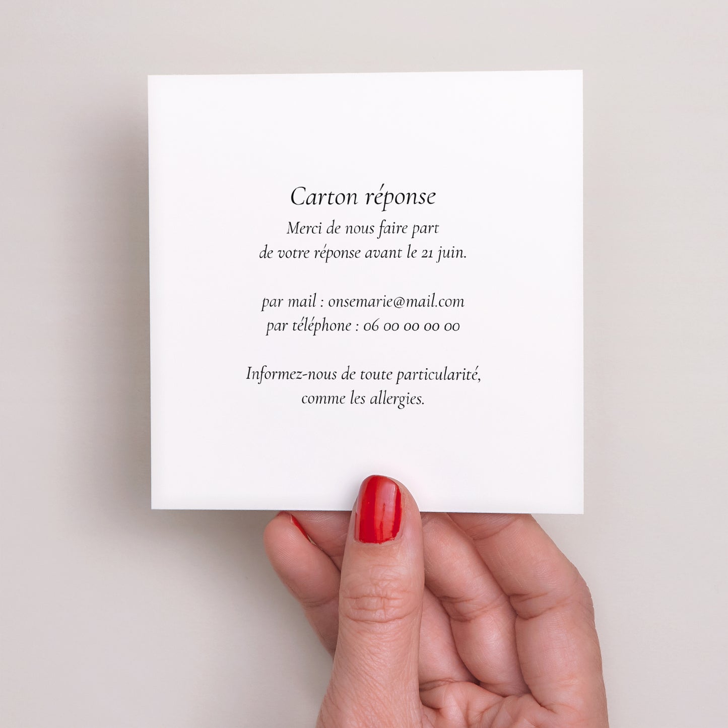 Carton réponse Mariage Carré TYPO photo N° 3