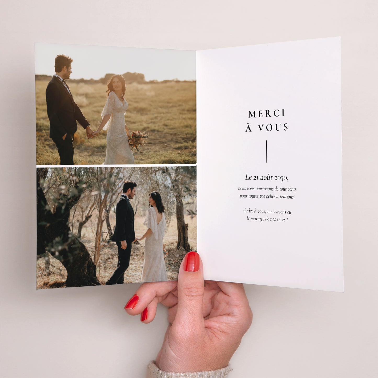 Remerciements Mariage Portrait double volet TYPO photo N° 2