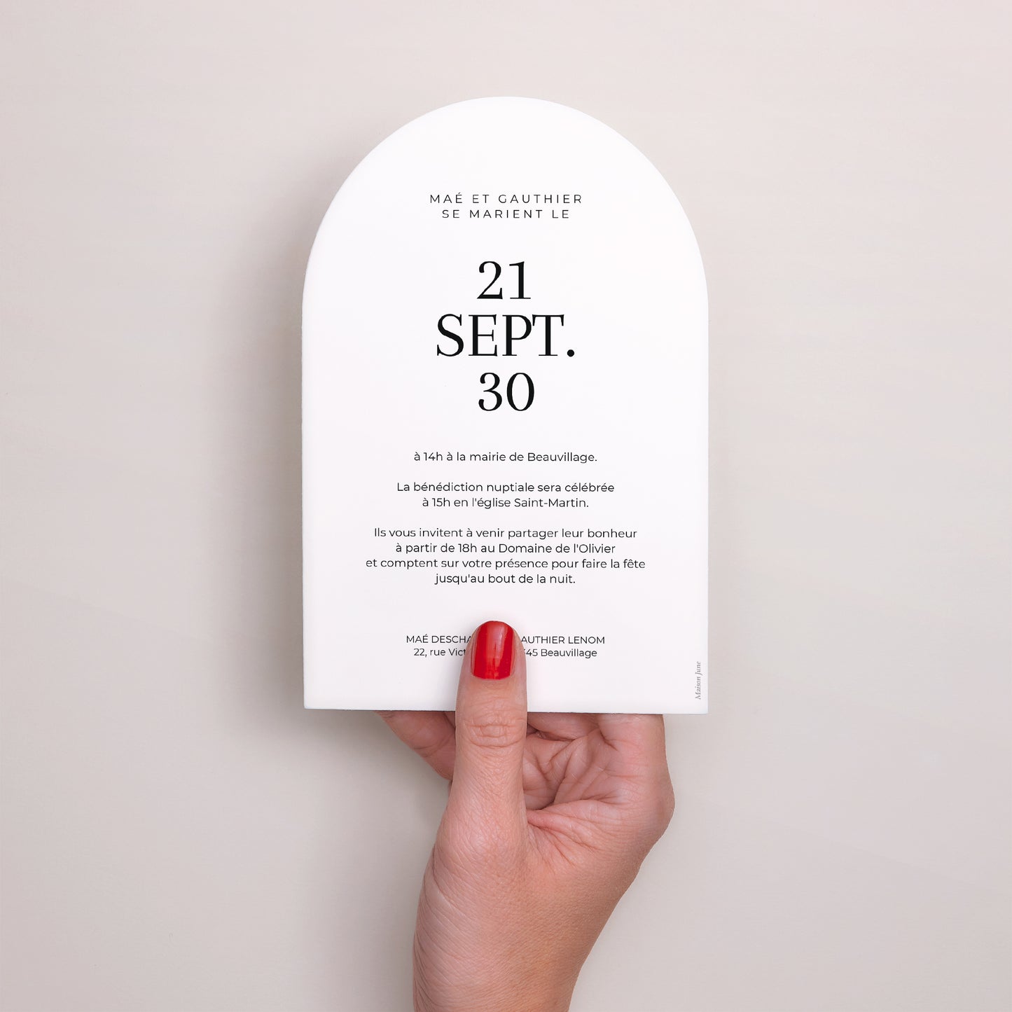 Faire-part Mariage Arche Typo Date photo N° 3