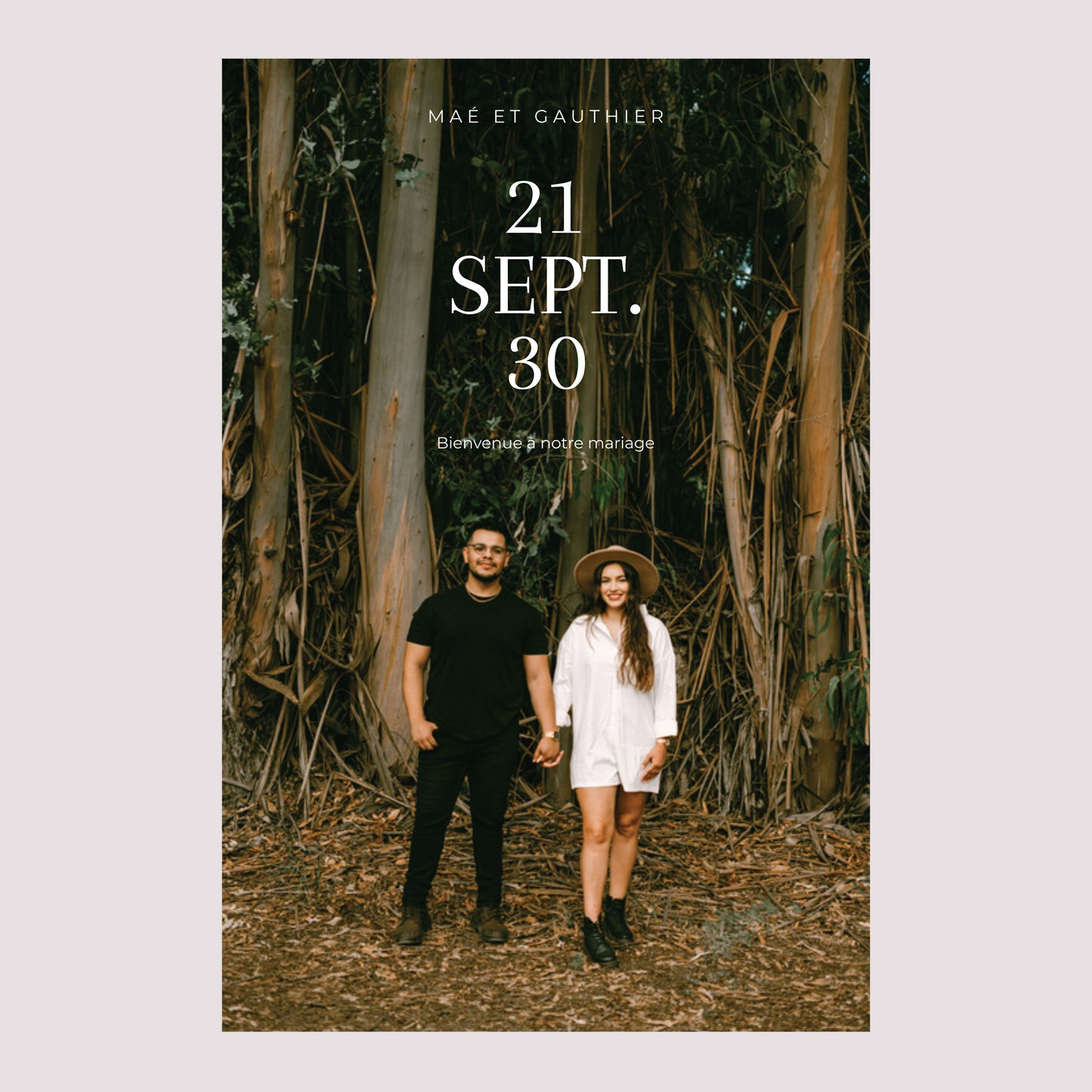 Panneau bienvenue Mariage Portrait 60 x 90 cm Typo Date photo N° 2