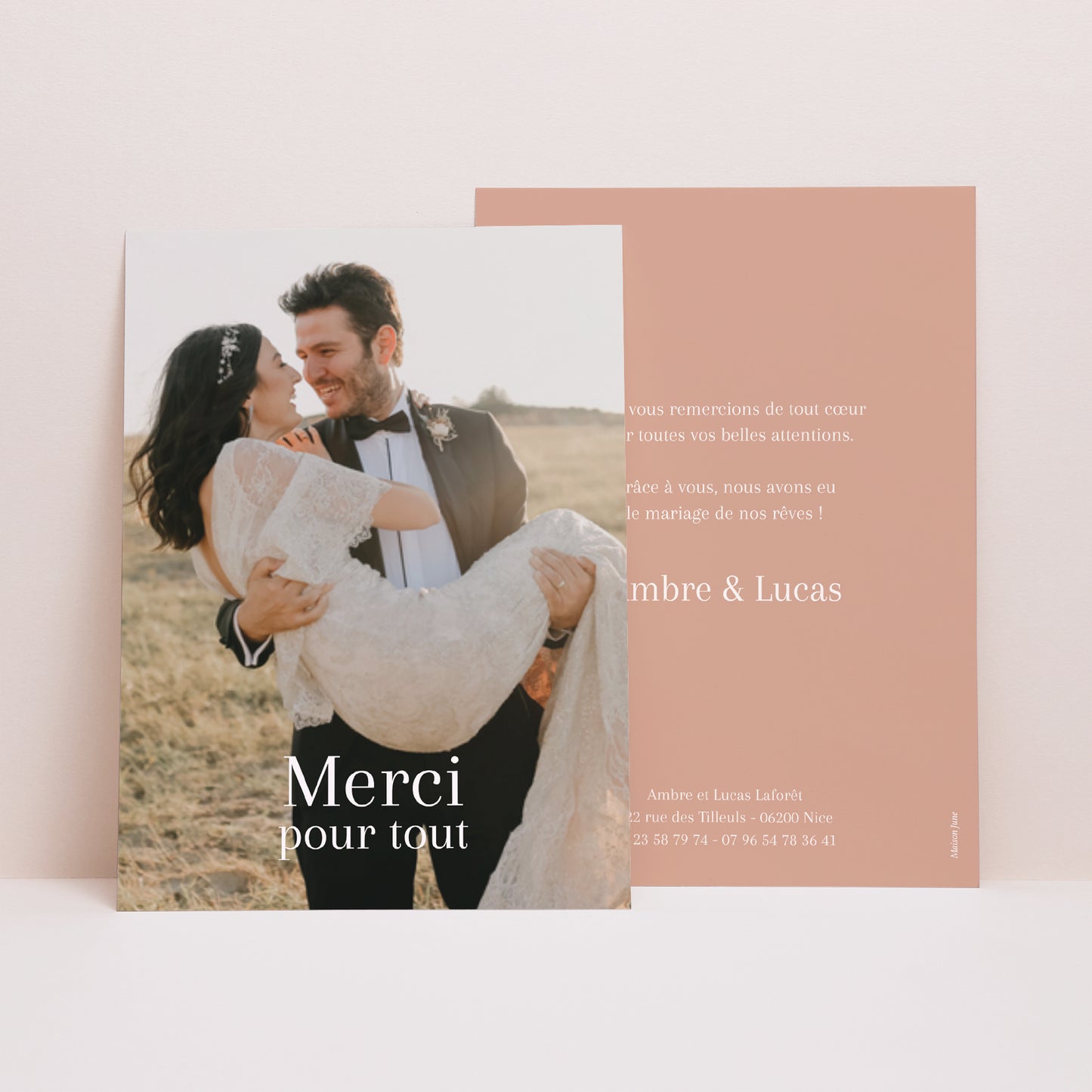 Remerciements Mariage Portrait Ti amo photo N° 1