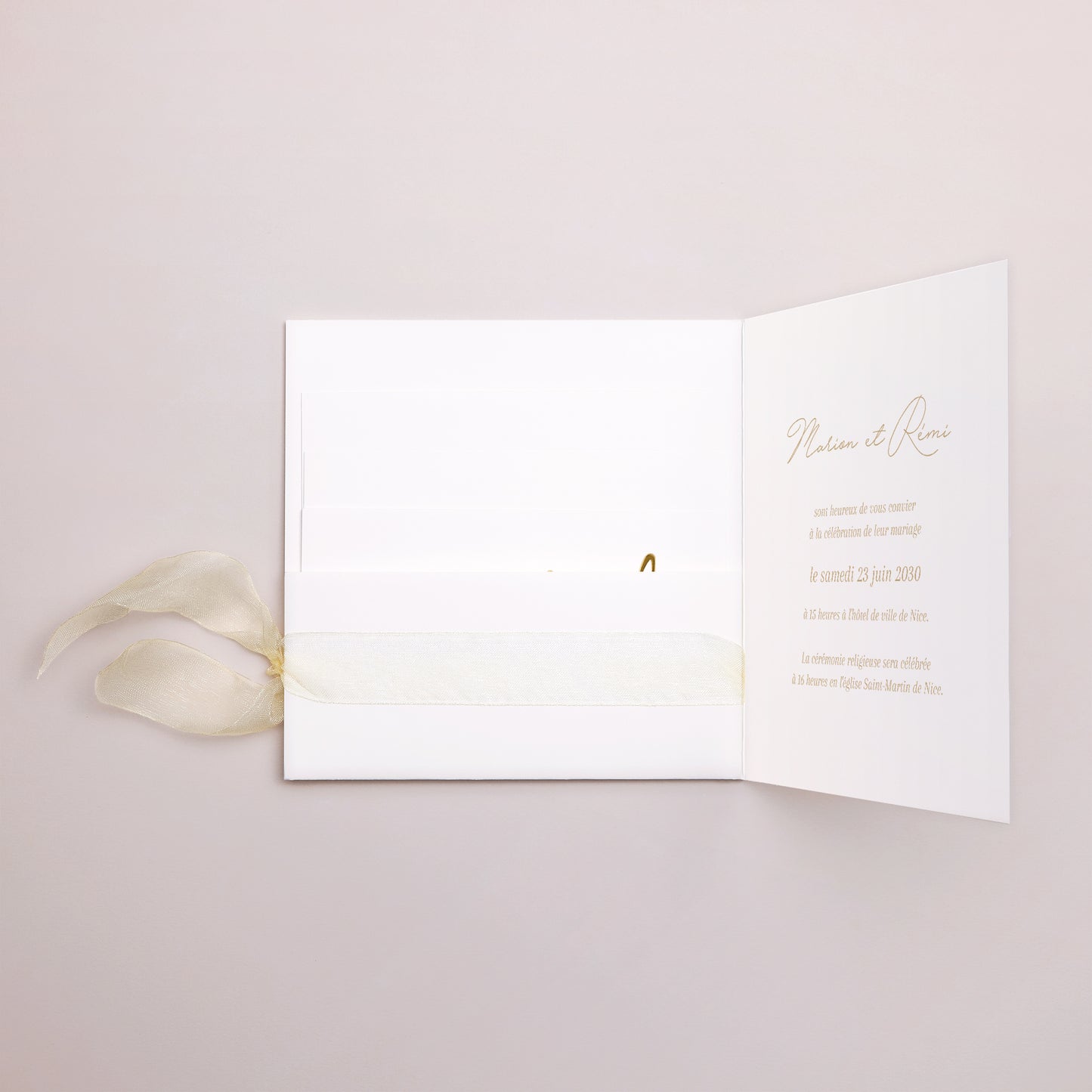 Faire-part Mariage Pochette carrée, 3 cartes, étiquette Un grand oui photo N° 2