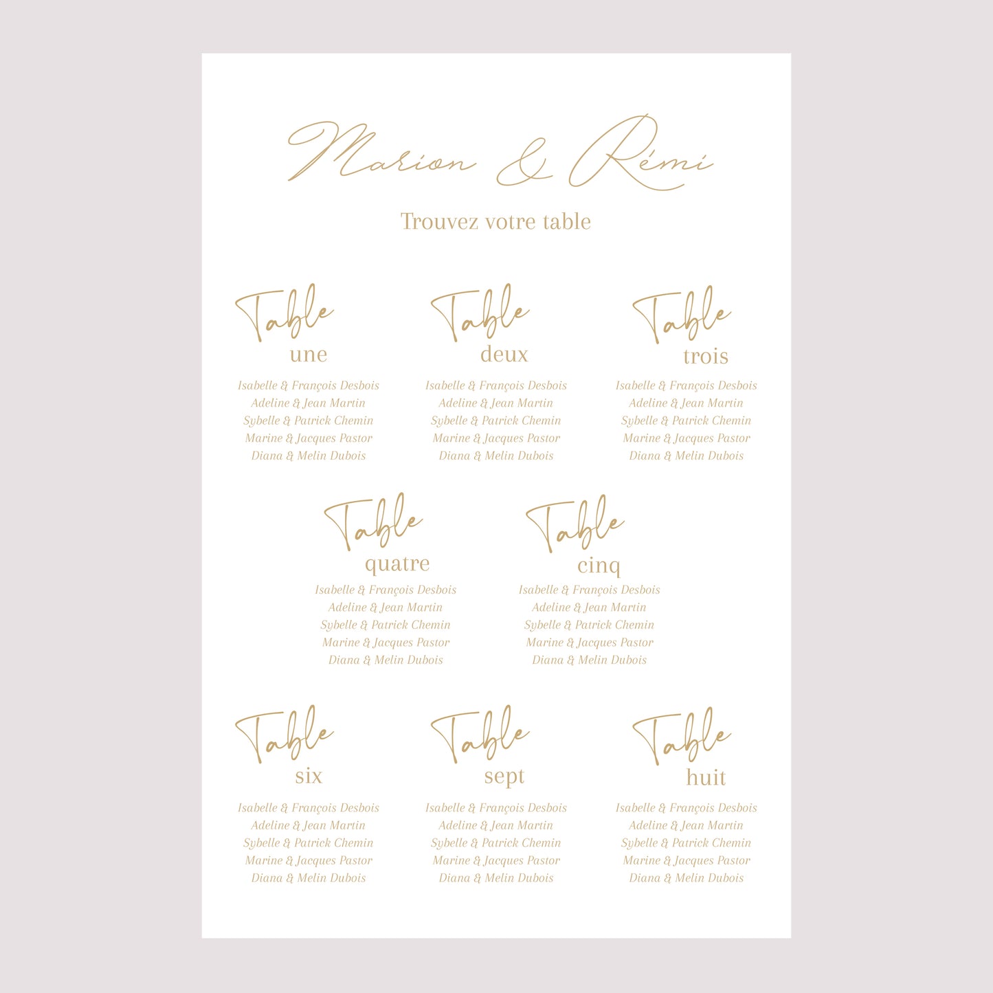 Plan de table Mariage Portrait 60 x 90 cm Un Grand Oui photo N° 2