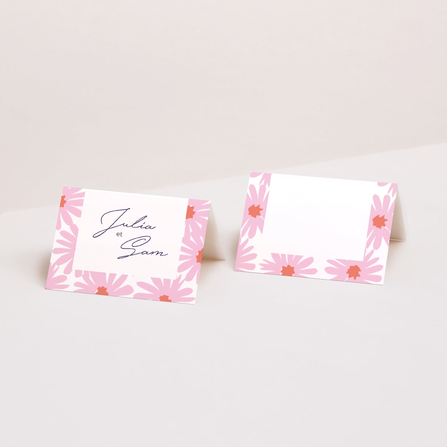 Marque-place Mariage 2 volets Fleurs pop III photo N° 1