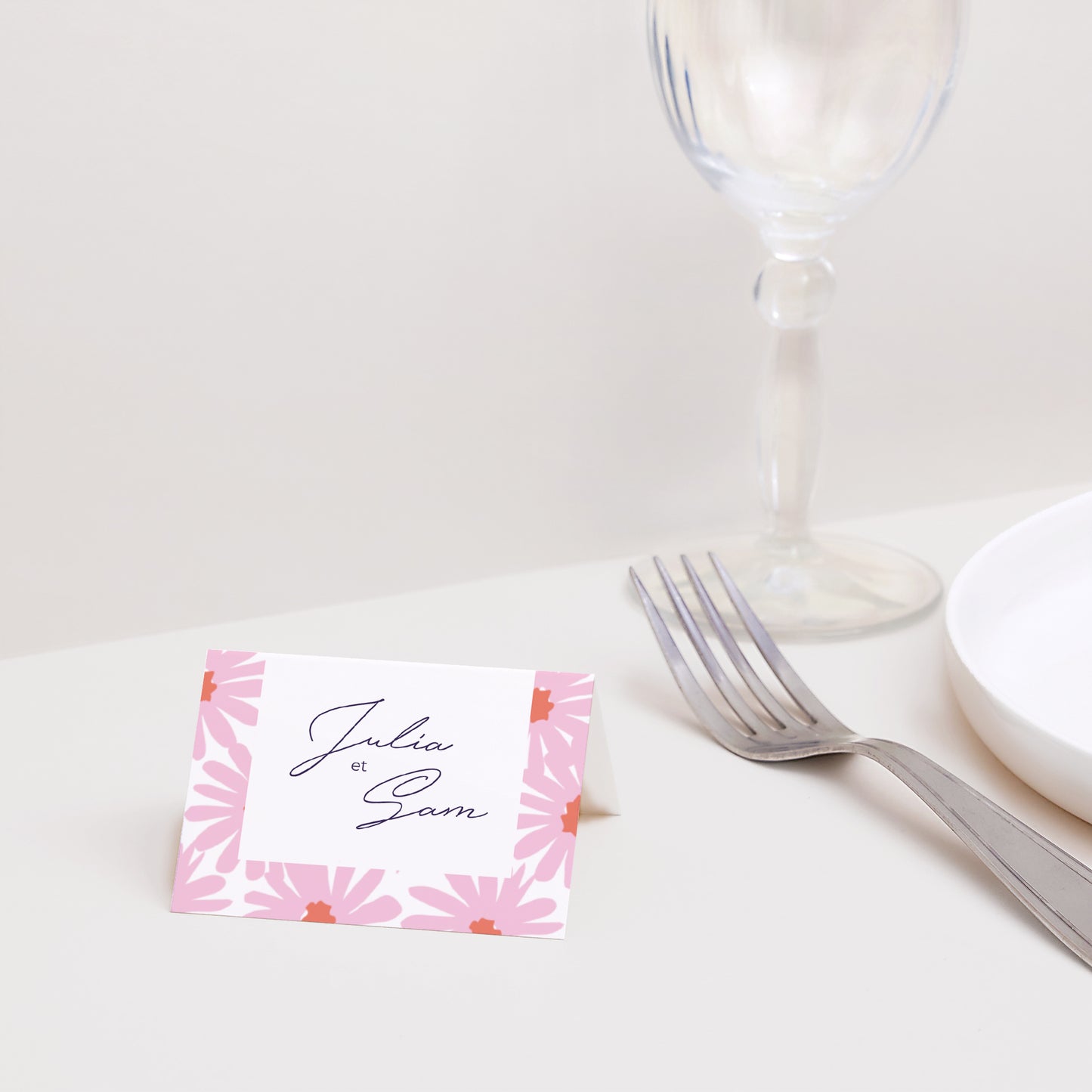 Marque-place Mariage 2 volets Fleurs pop III photo N° 2