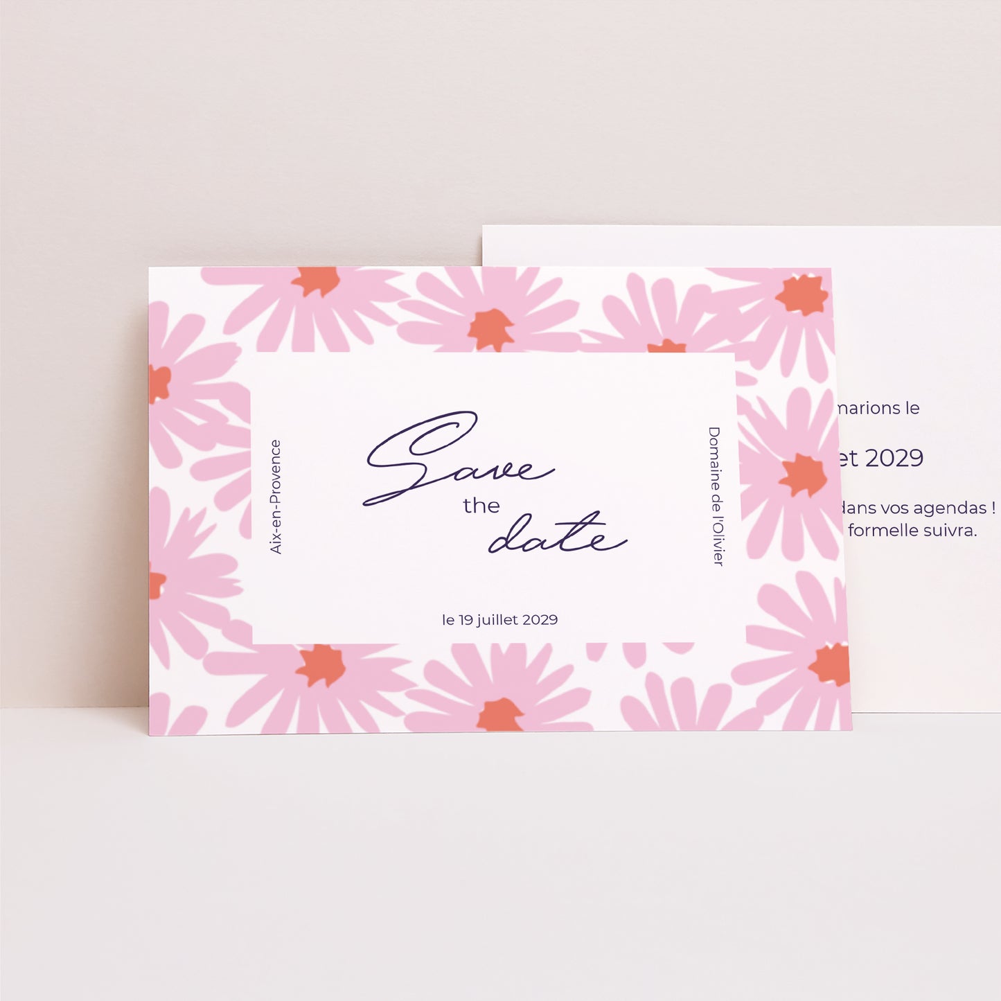 Save the date Mariage Paysage Fleurs pop III photo N° 1
