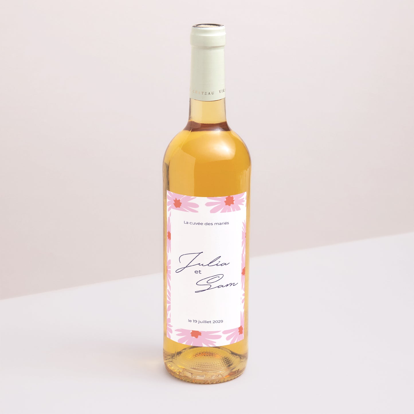 Etiquette bouteille Mariage Portrait Fleurs pop III photo N° 1
