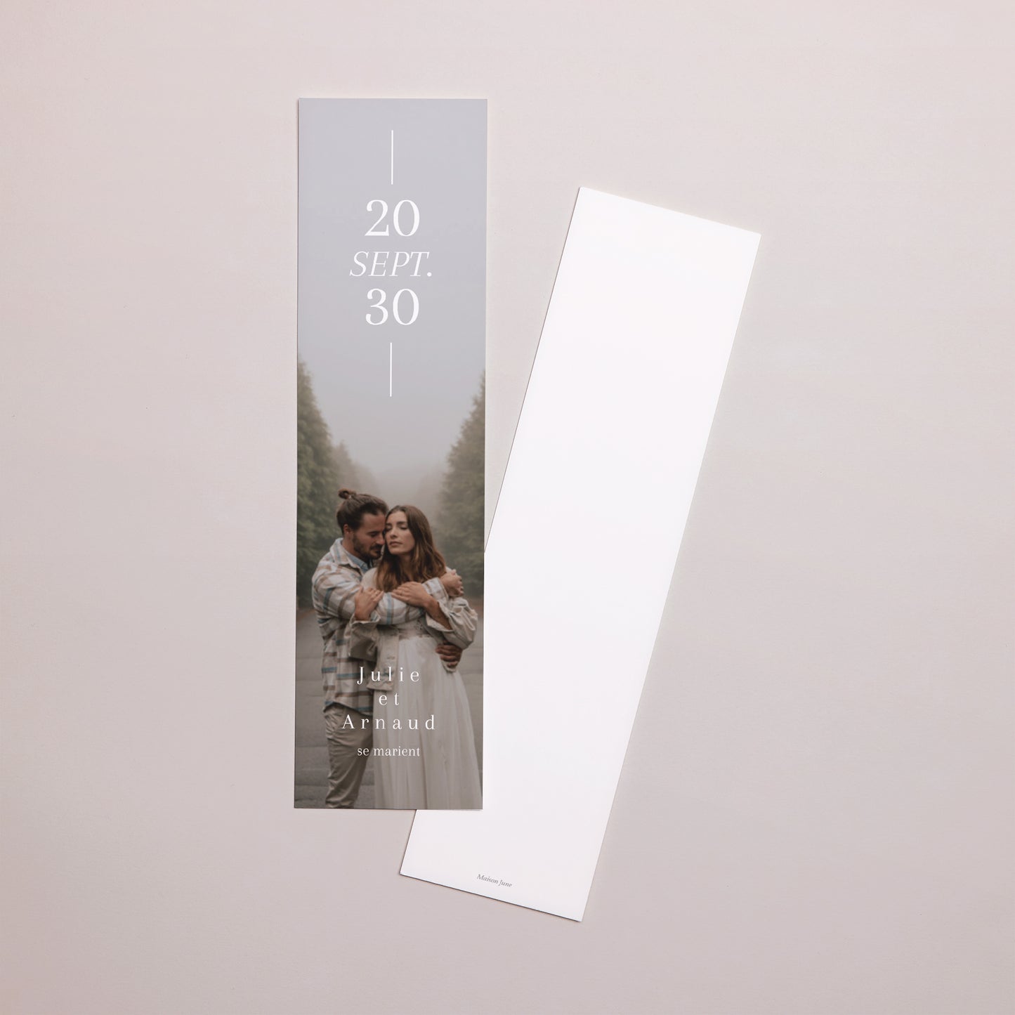 Save the date Mariage Marque-page Date et ligne photo N° 1