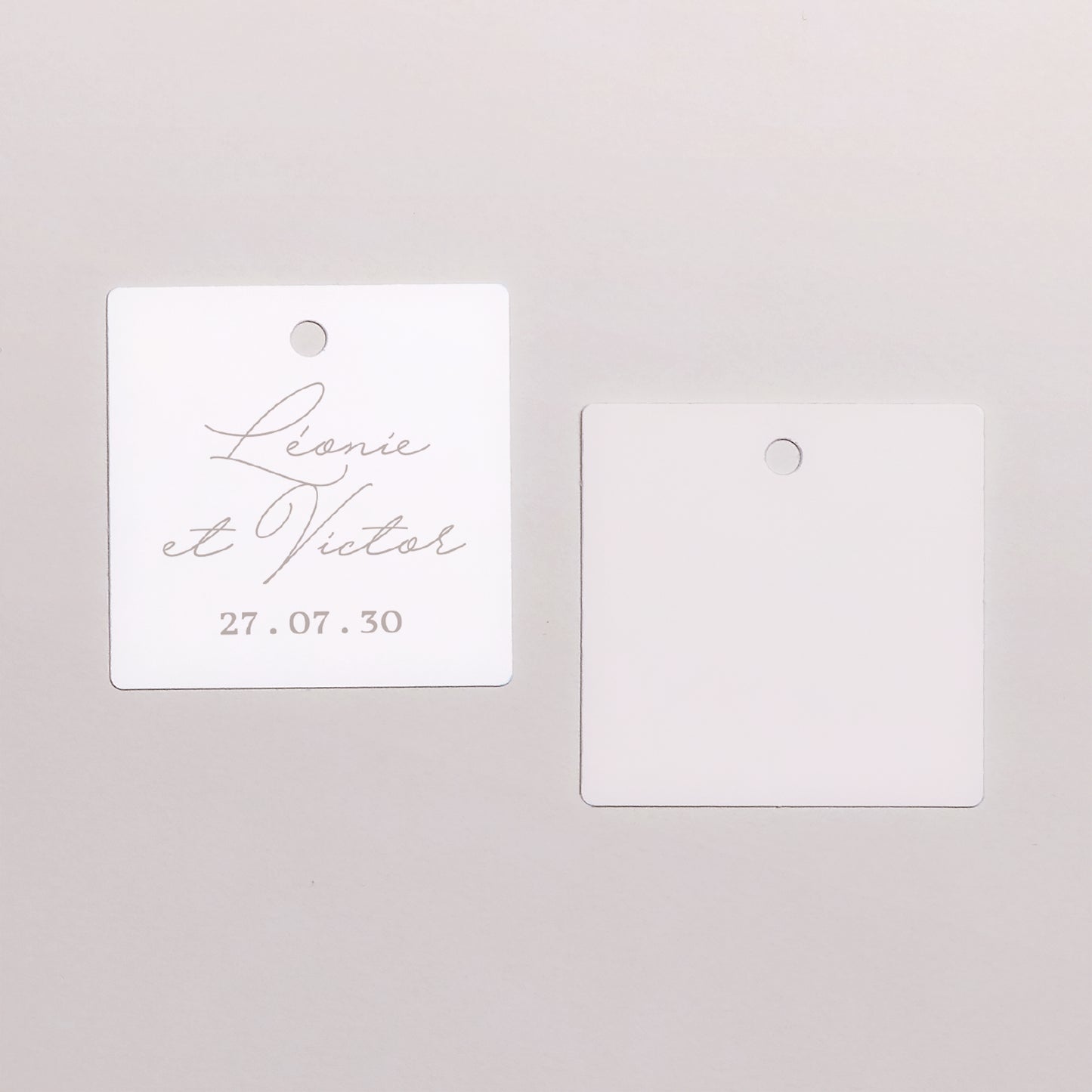 Etiquette perforée Mariage Carrée Typo script photo II photo N° 1