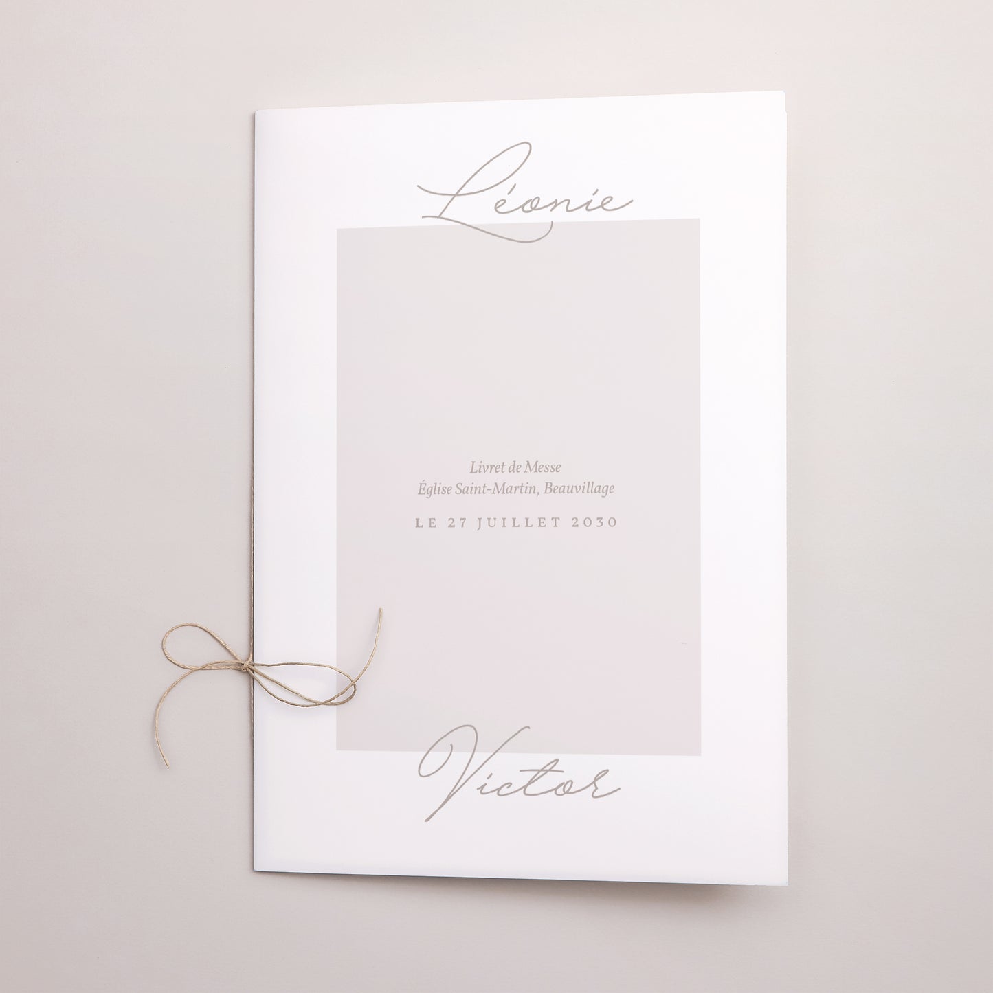 Livret de messe Mariage Double volet Typo script photo II photo N° 1