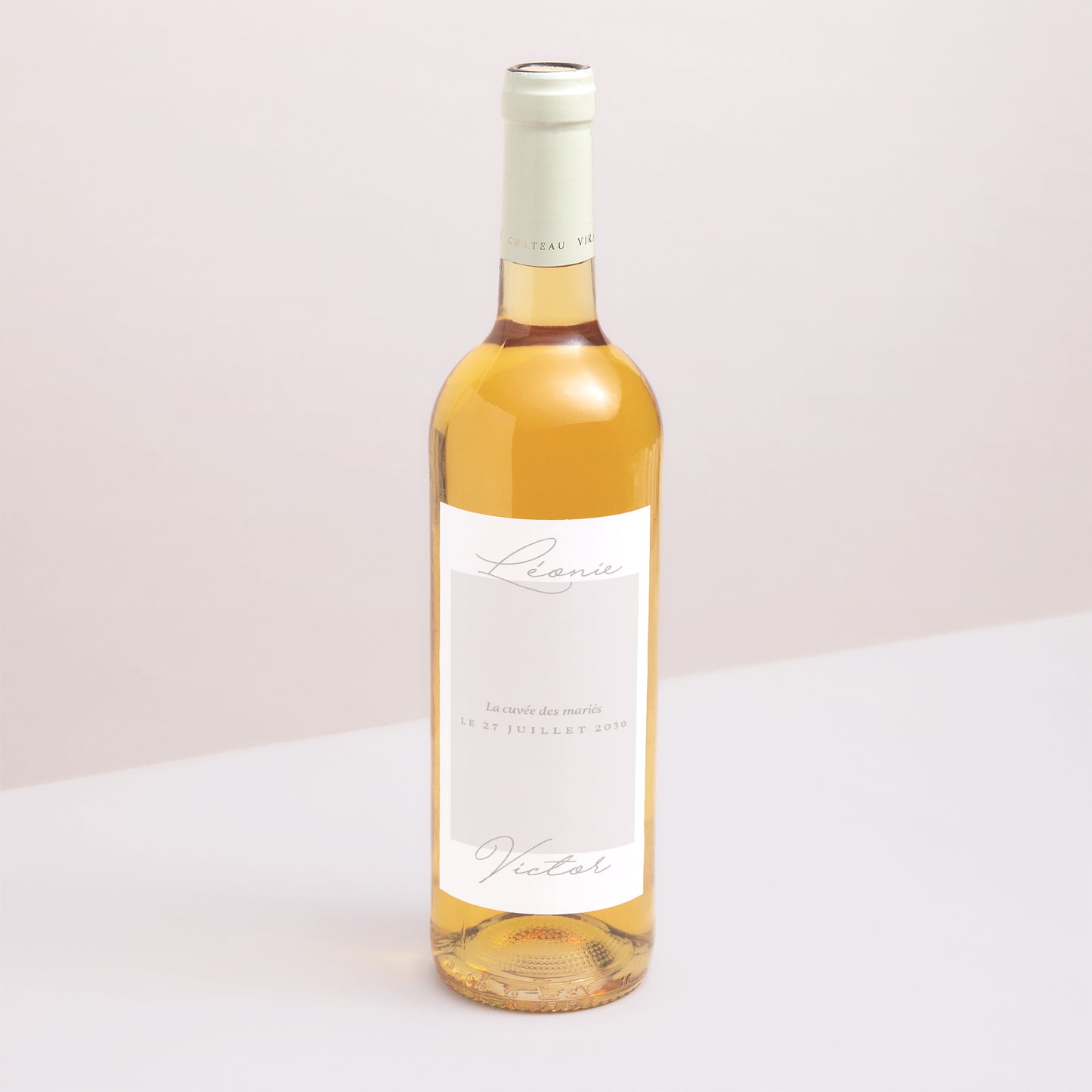 Etiquette bouteille Mariage Portrait Typo script photo II photo N° 1