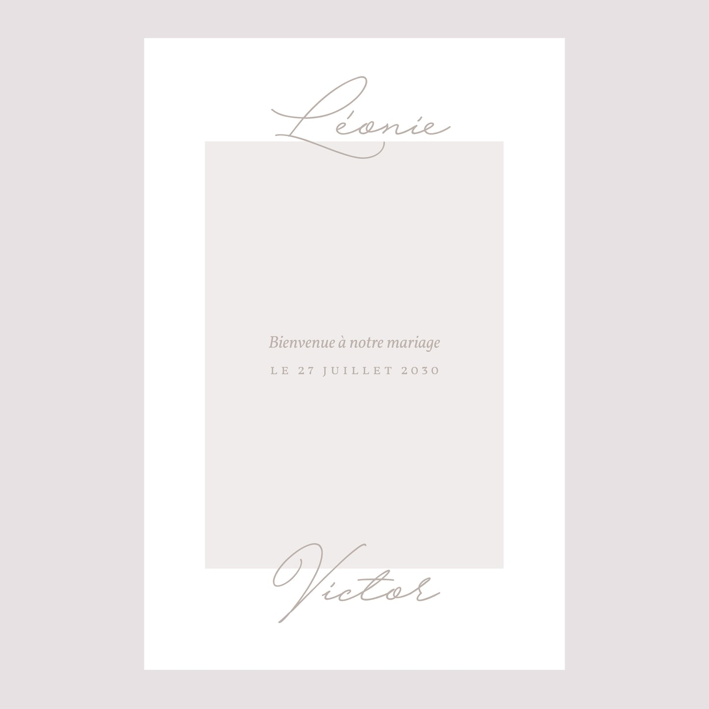 Panneau bienvenue Mariage Portrait 60 x 90 cm Typo script photo II photo N° 2