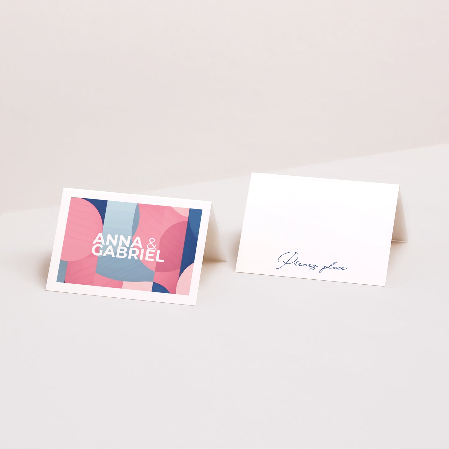Marque-place Mariage 2 volets Pink & Blue photo N° 1