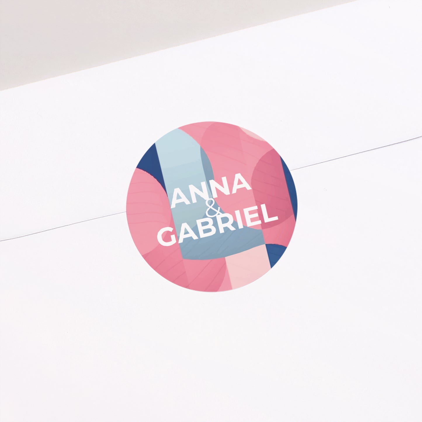 Sticker Mariage Rond Pink & Blue photo N° 1