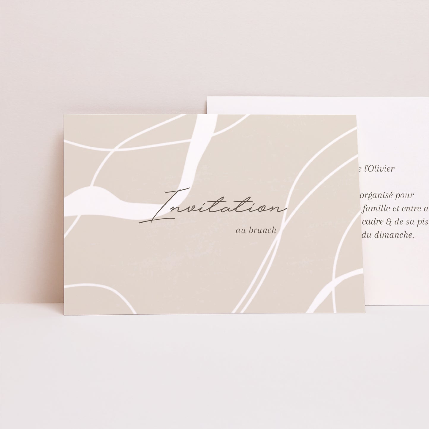 Invitations Mariage Paysage Courbes sur fond beige photo N° 1
