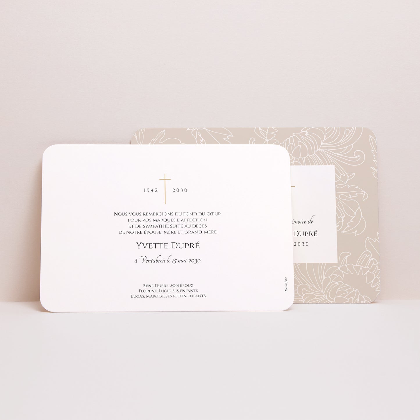 Faire-part Décès Paysage, bords arrondis Chrysanthème photo N° 3