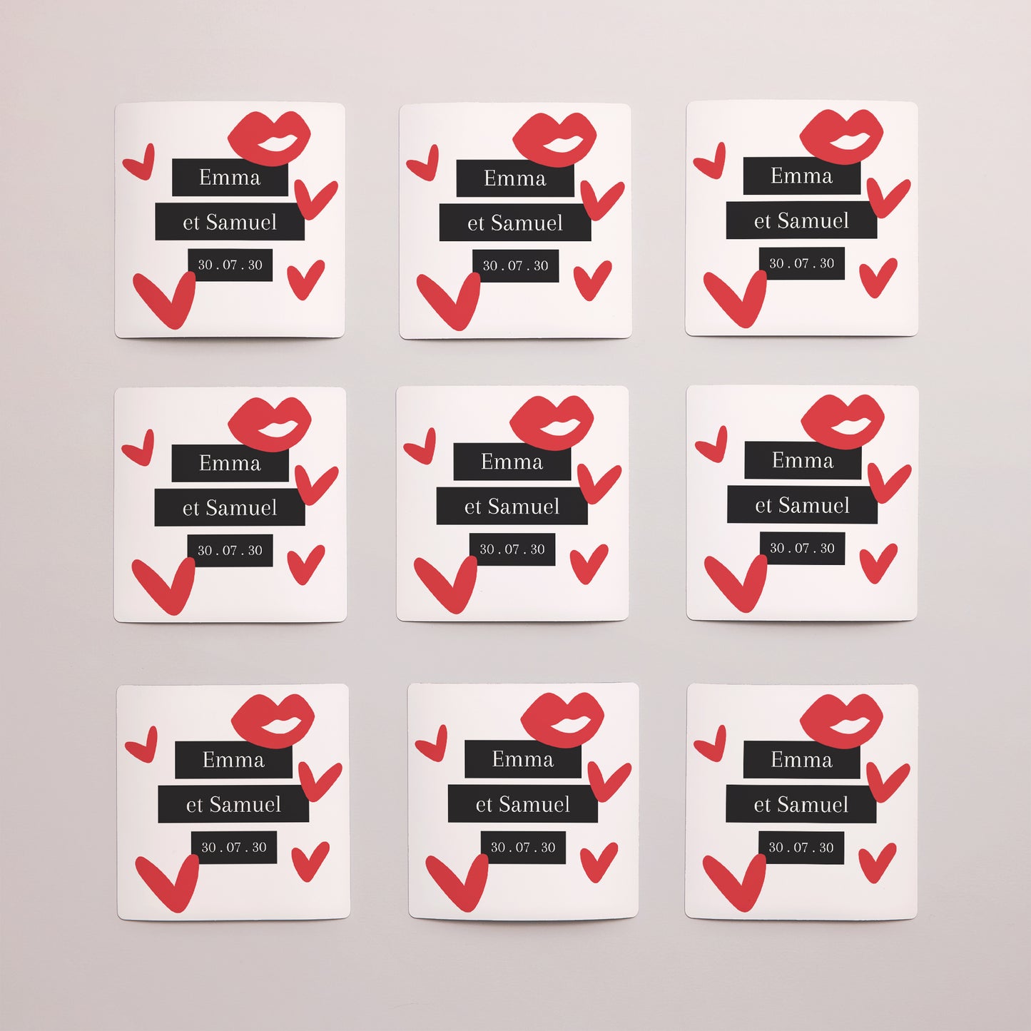 Save the date Mariage Lot de 9, magnétique Bisous full of LOVE photo N° 3