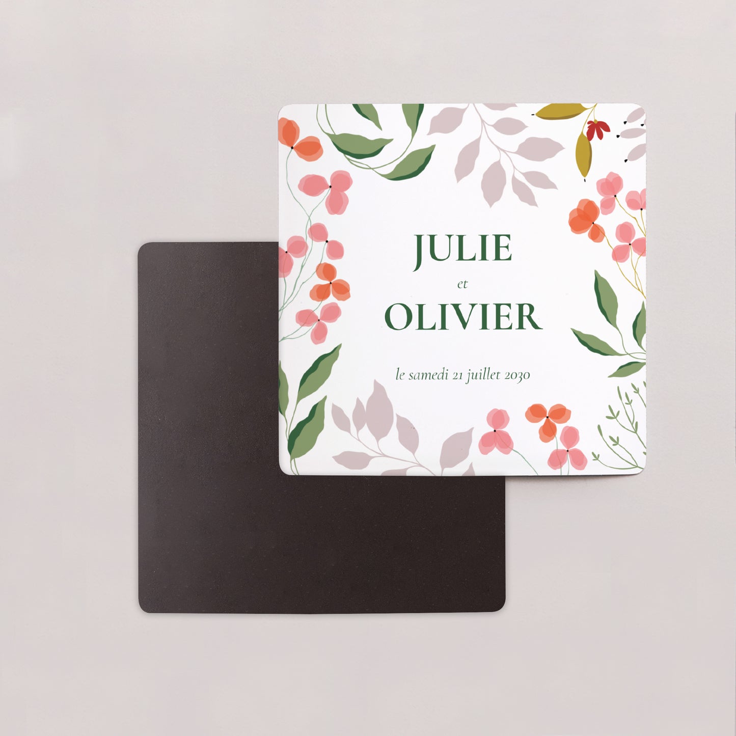 Save the date Mariage Lot de 9, magnétique Encadré végétal III photo N° 2